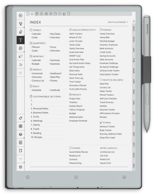 reMarkable Ultimate Planner - Portrait Elegant-Color Theme