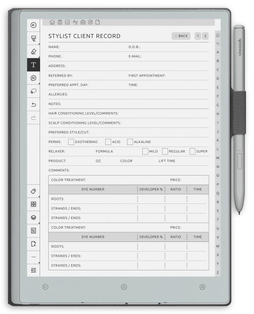 Client Record Book for reMarkable - Portrait Contrast Theme