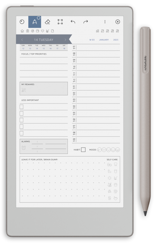 reMarkable ADHD Planner - Portrait Silken Theme