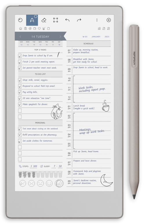 reMarkable Life Planner - Portrait Contrast Theme