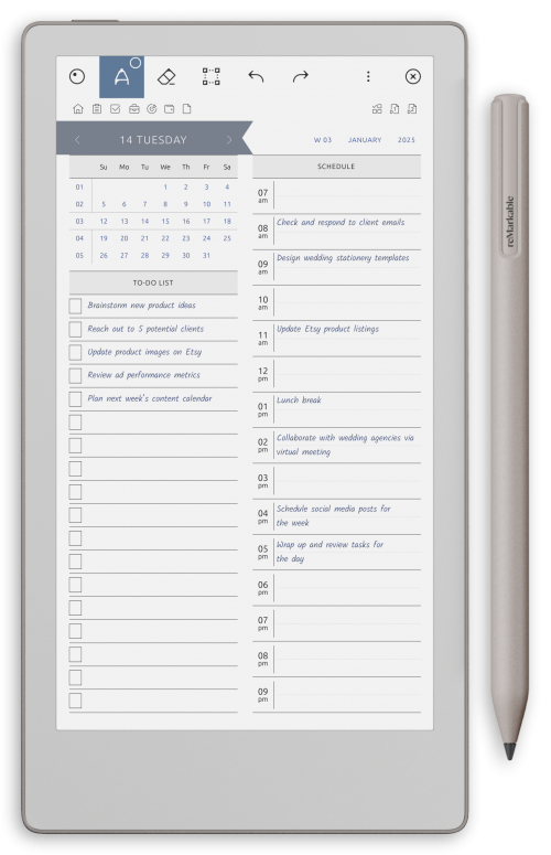 reMarkable Work Planner - Portrait Contrast Theme