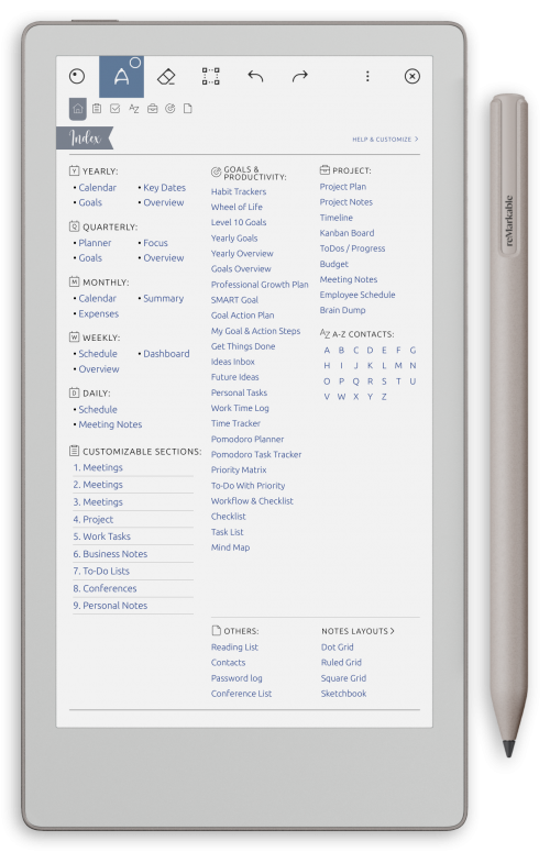 reMarkable Business Meeting Notes - Portrait Contrast Theme