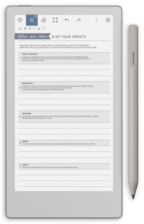 reMarkable Wellness Planner - Portrait Contrast Theme