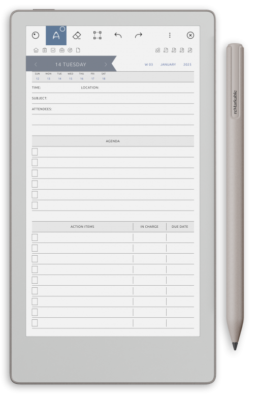 reMarkable Meeting Notes - Portrait Contrast Theme