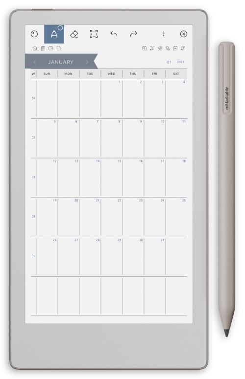 reMarkable Monthly Calendar (5 years) yy - yy+5 - Portrait Silken Theme