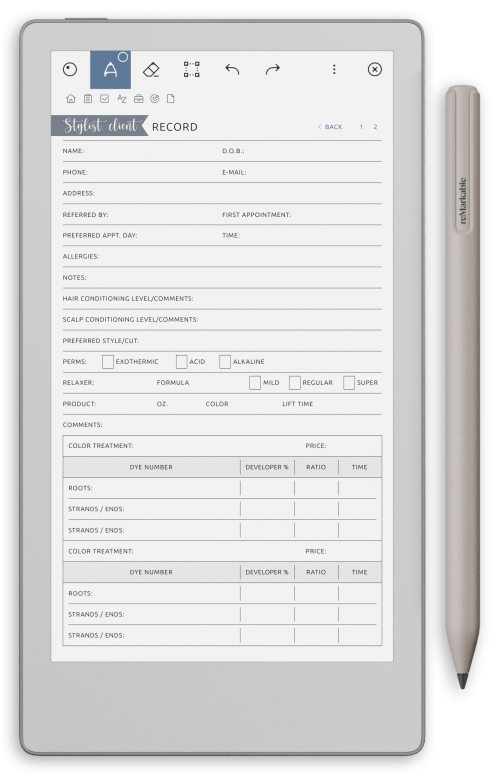 Client Record Book for reMarkable - Portrait Contrast Theme