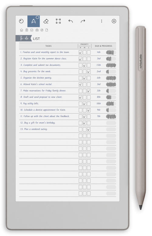 reMarkable To-Do List - Portrait Silken Theme