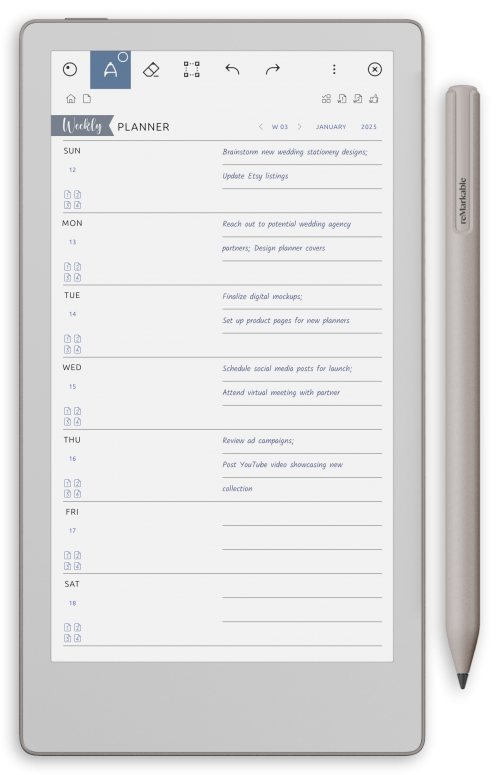 reMarkable Weekly Journal - Portrait Contrast Theme