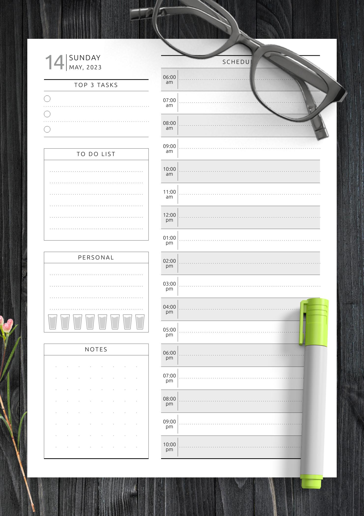 Download Printable Dated Daily Planner - Original Style PDF