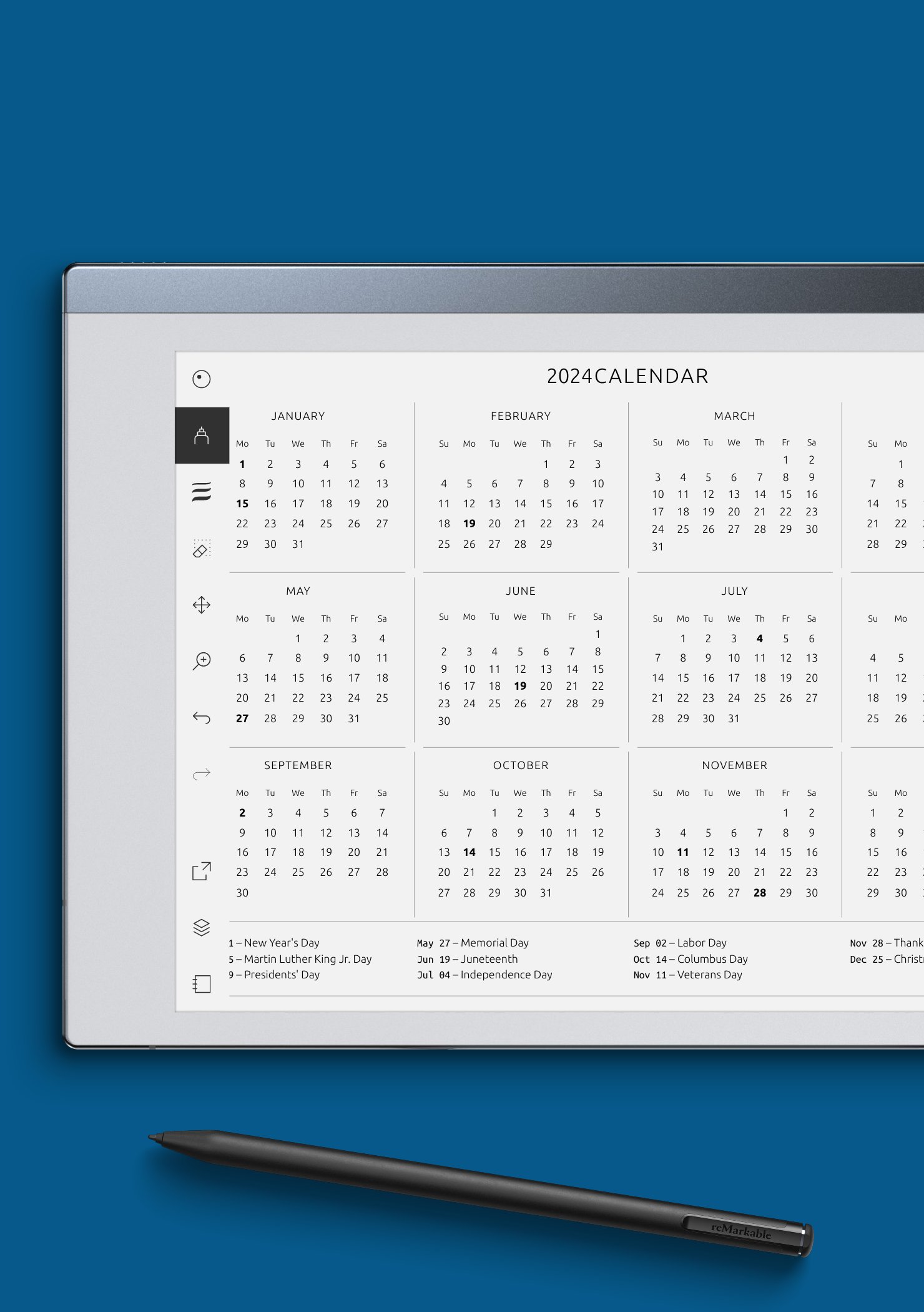 Download Printable 2025 Horizontal Yearly Planner PDF