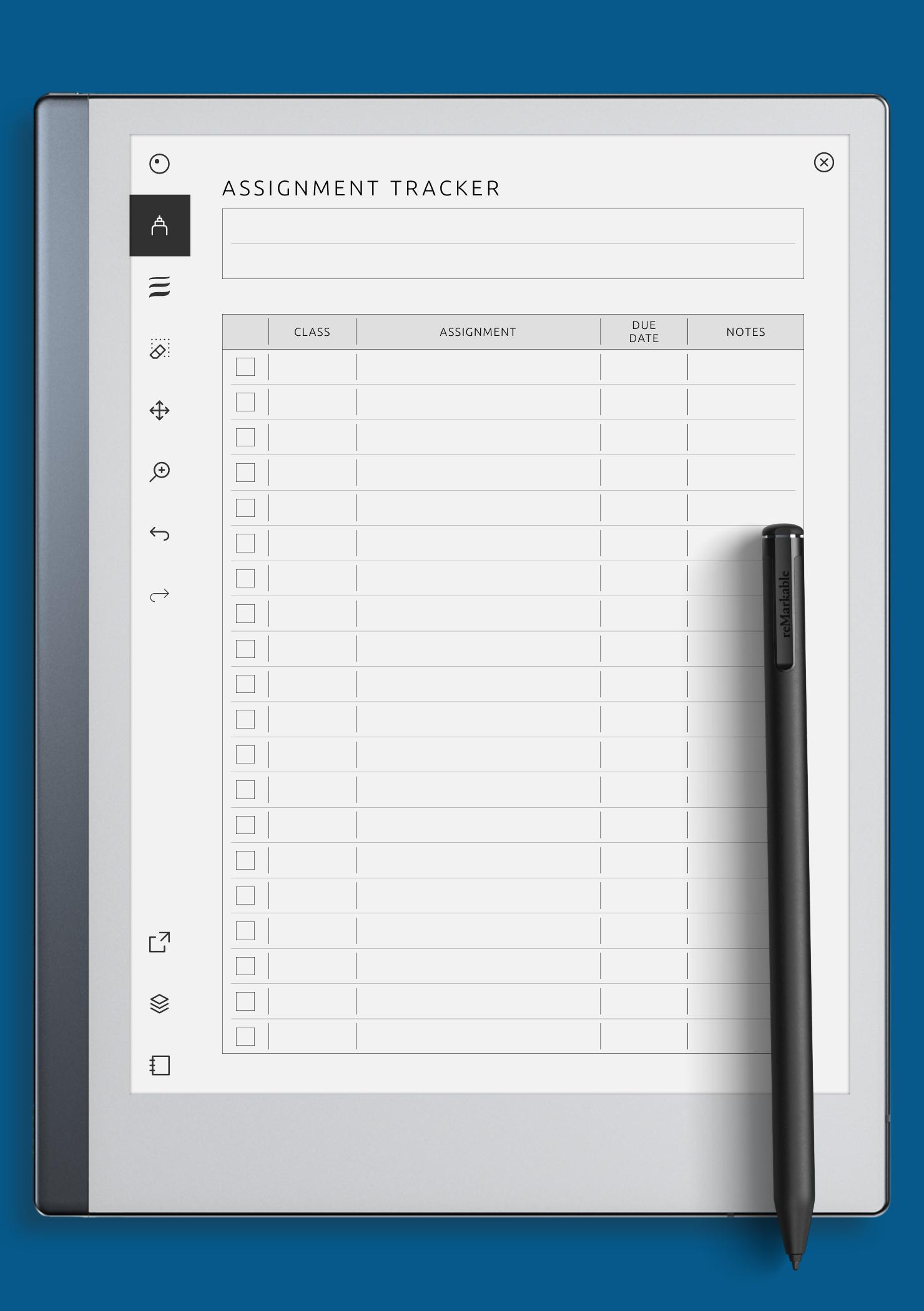 Download Printable Assignment Tracker Template PDF