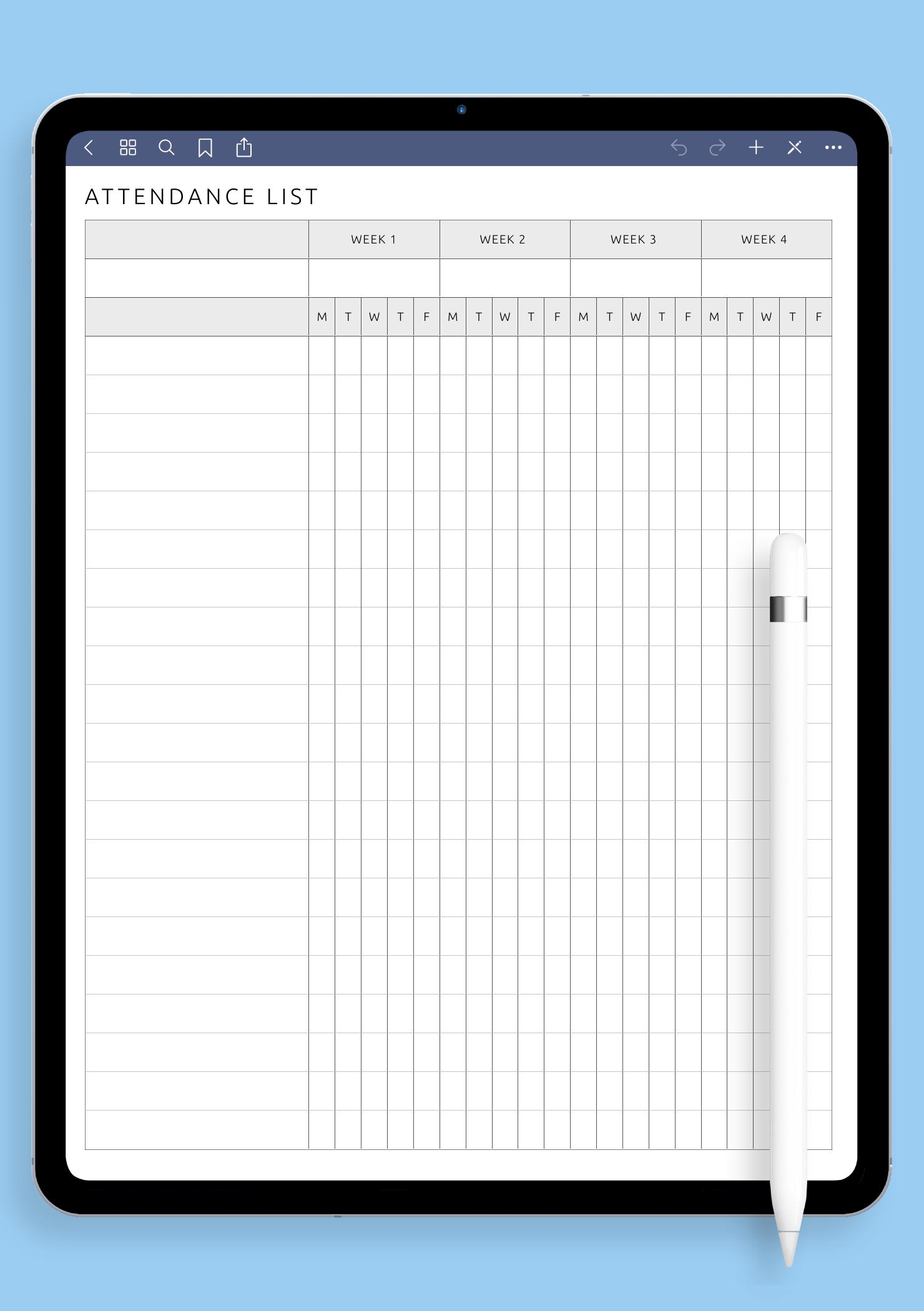 Download Printable Attendance List Template PDF