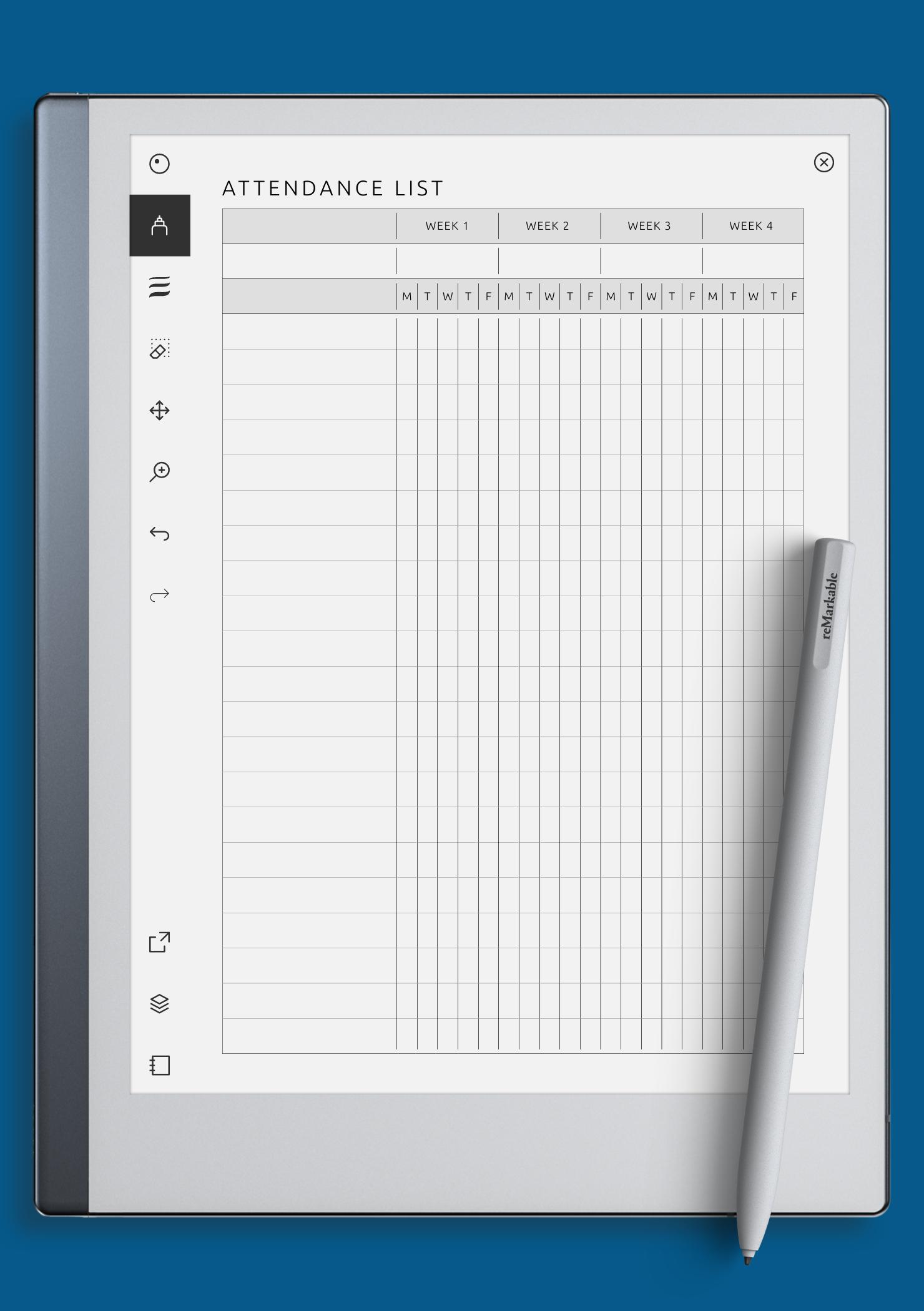 Download Printable Attendance List Template PDF