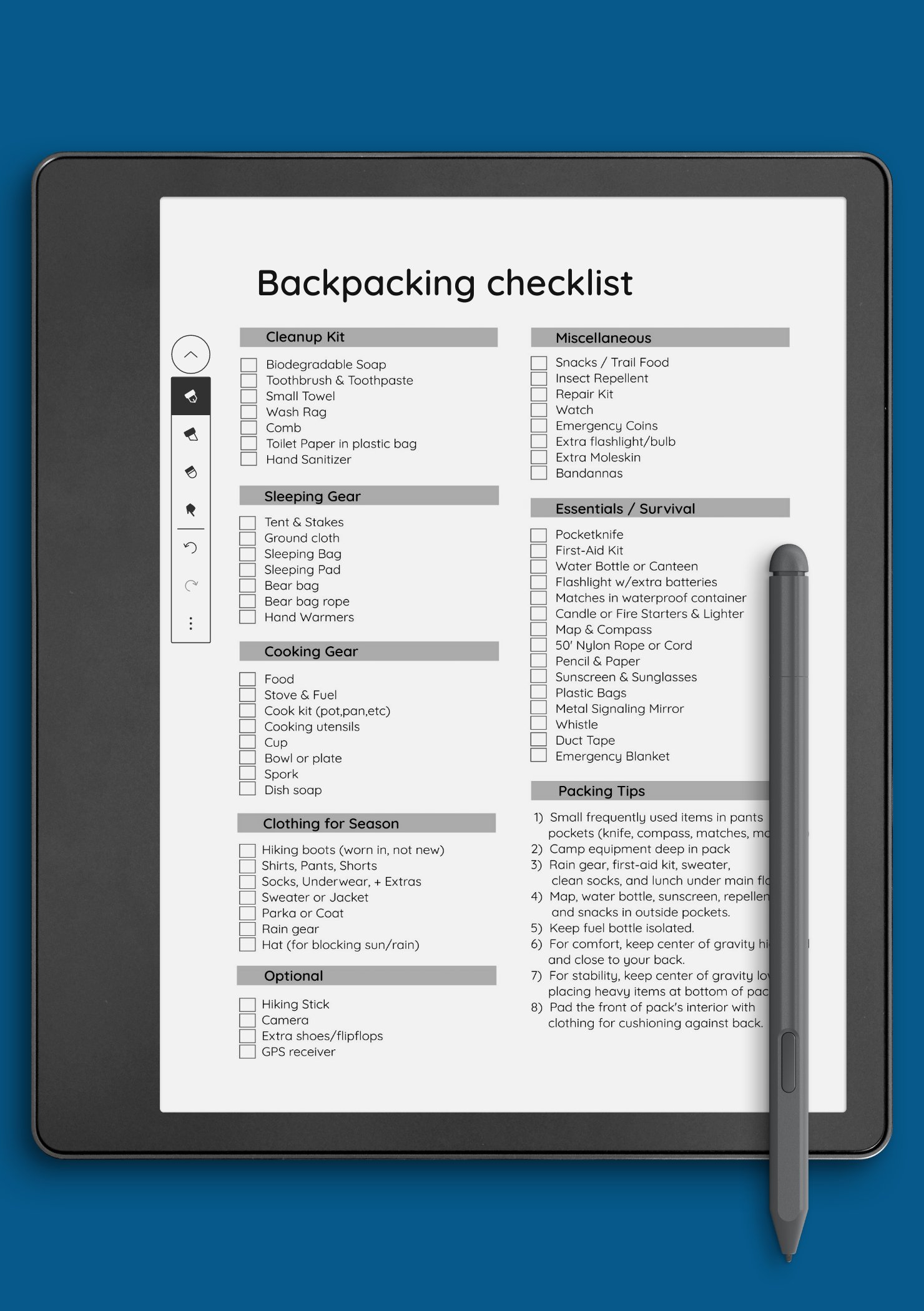 Download Printable Backpacking Checklist Template Pdf