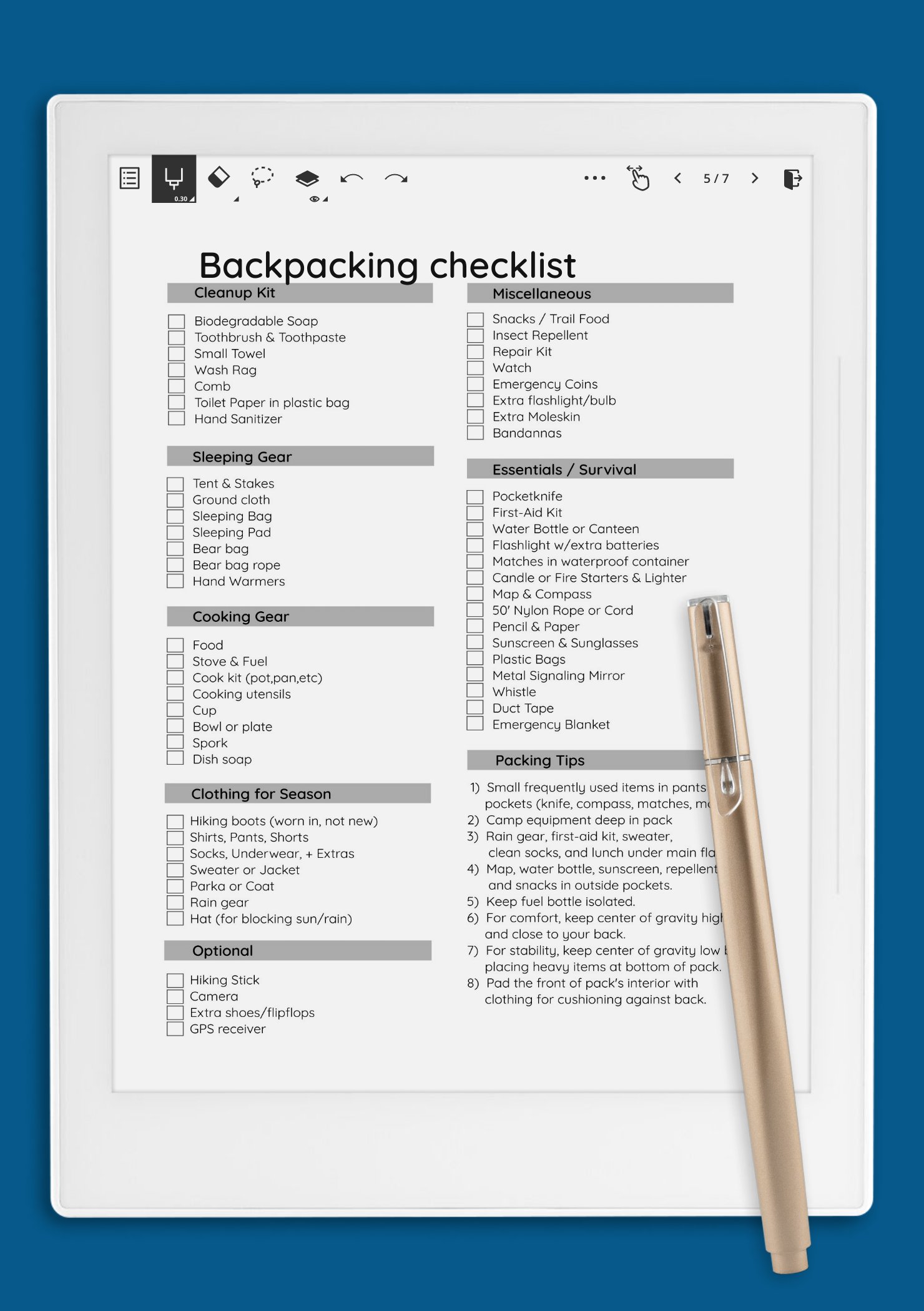 Download Printable Backpacking Checklist Template Pdf