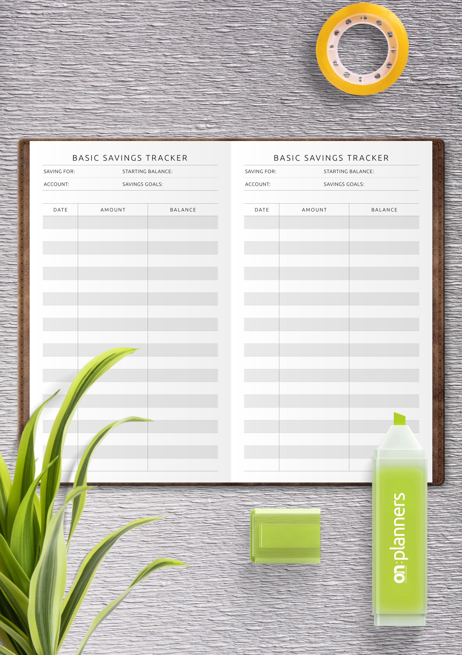 Download Printable Basic Savings Tracker Template PDF