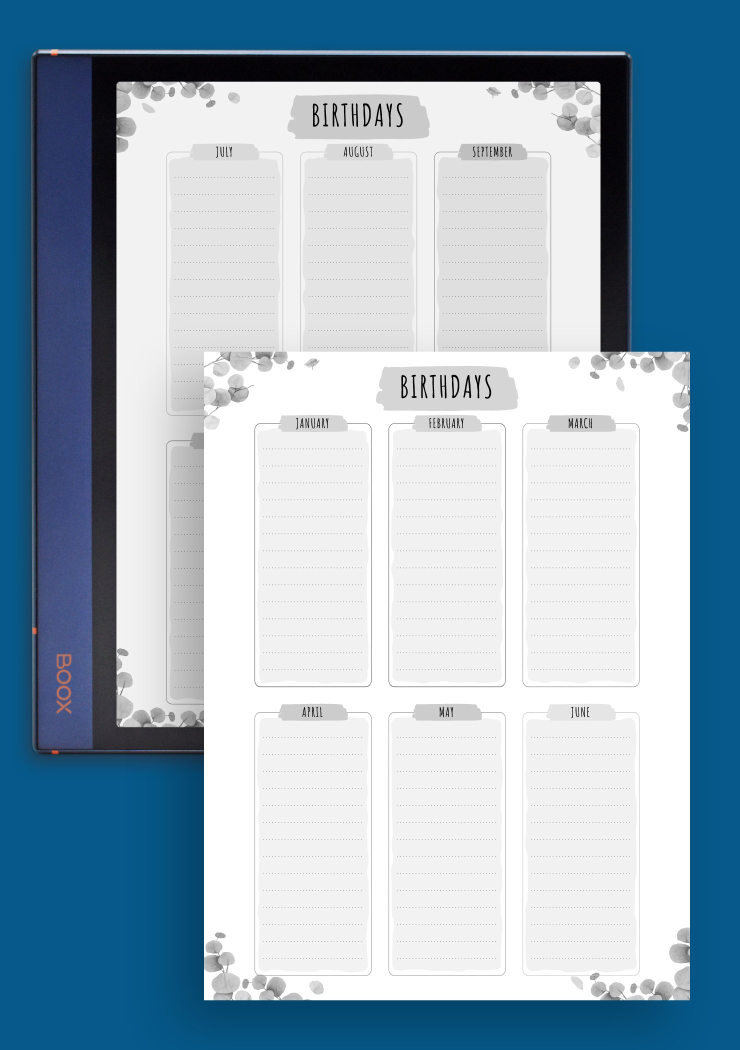 Download Printable Birthday Calendar - Floral Style PDF