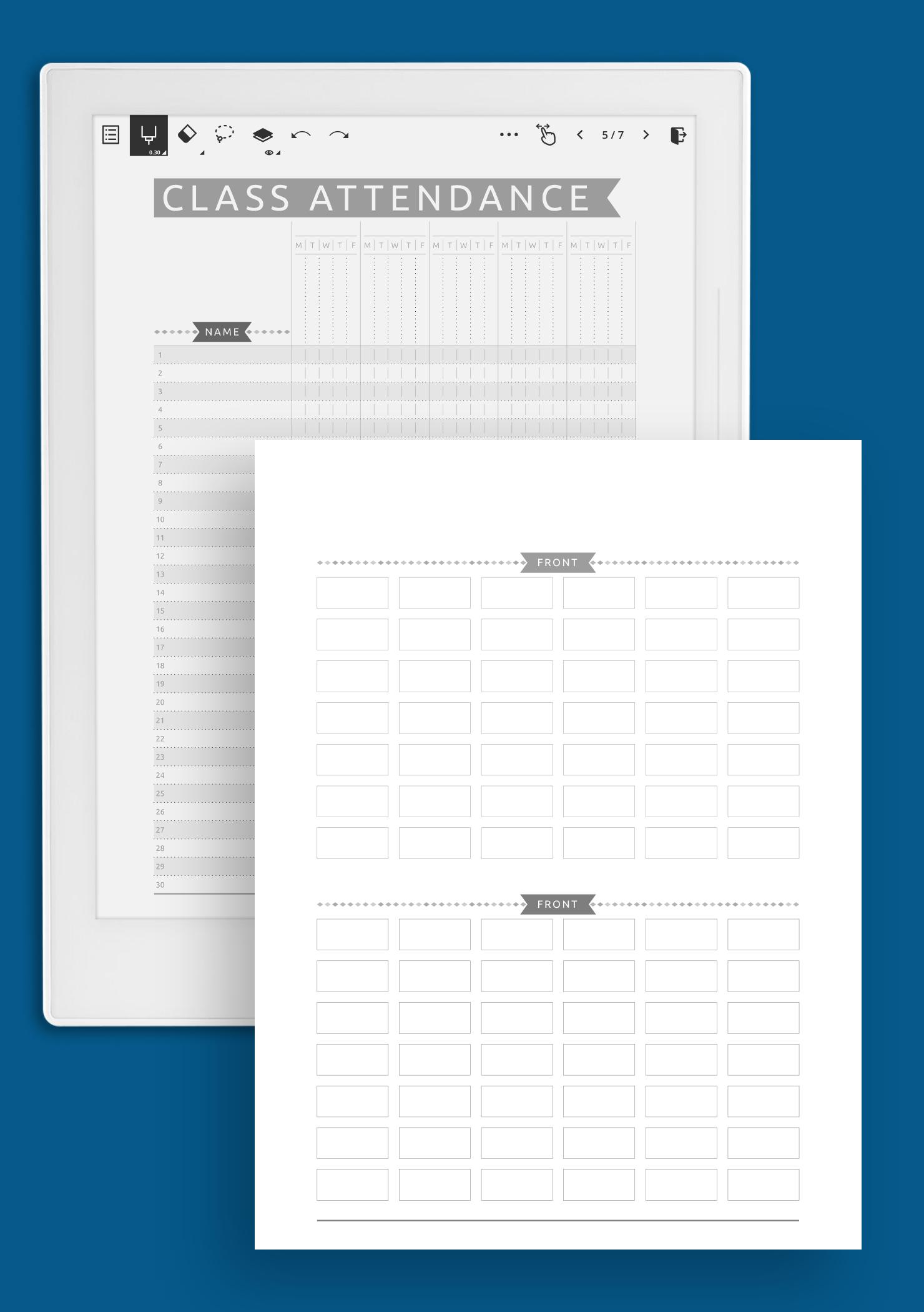 Download Printable Class Attendance And Seating Chart Casual Style Pdf