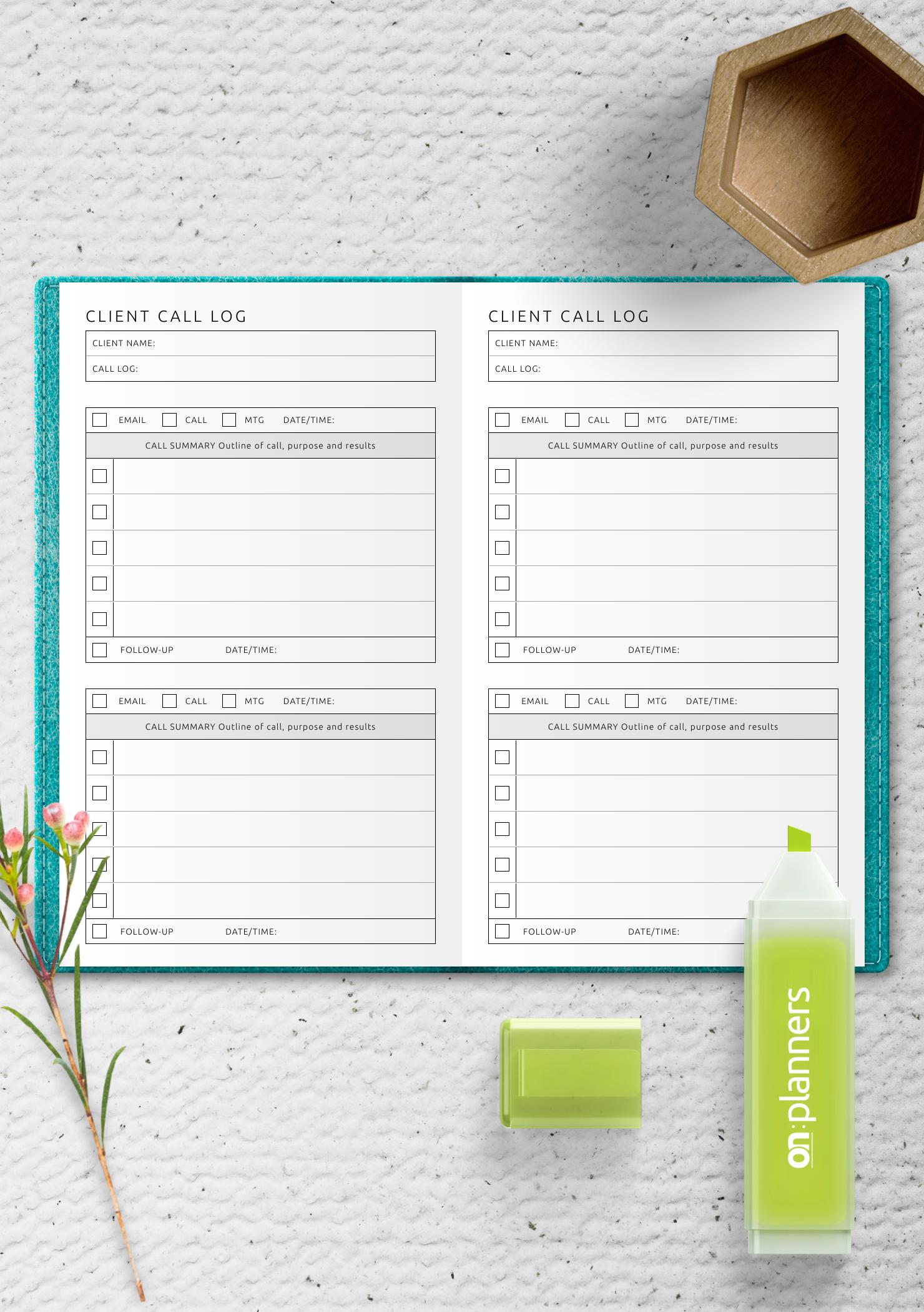 Download Printable Client Call Log Template PDF