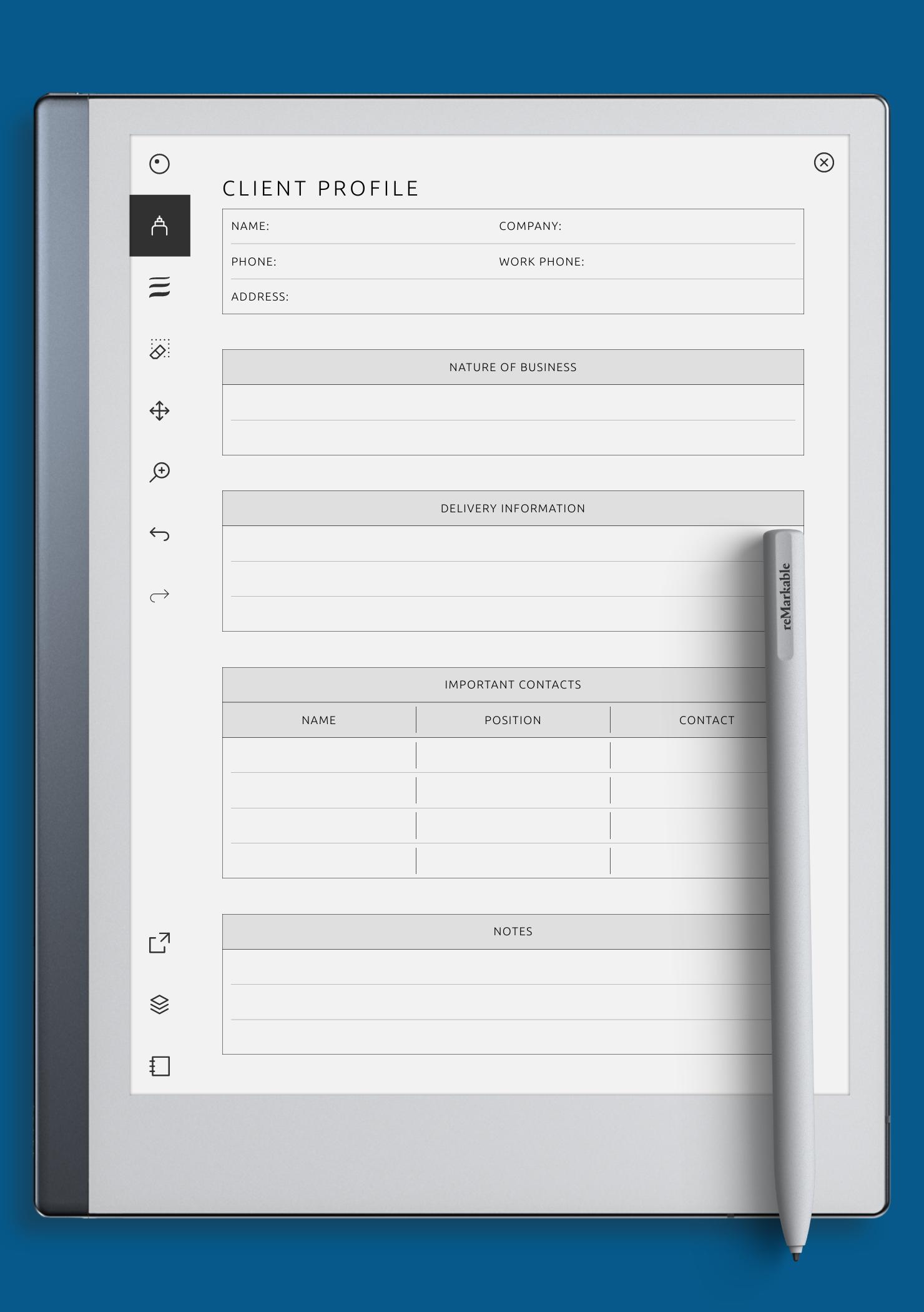 Client Profile Template – Customizable PDF for Easy Tracking