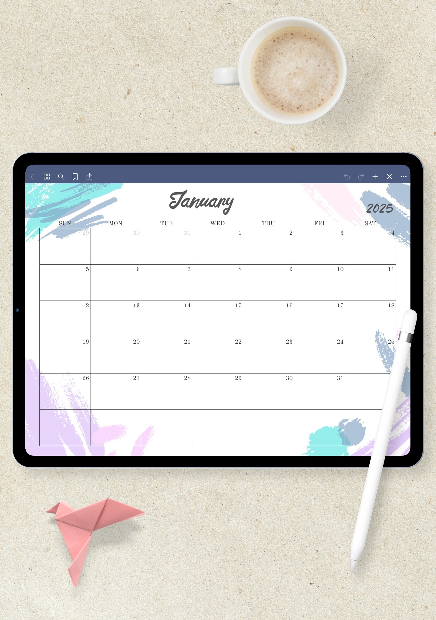 Download Printable Colored Monthly Calendar Pdf