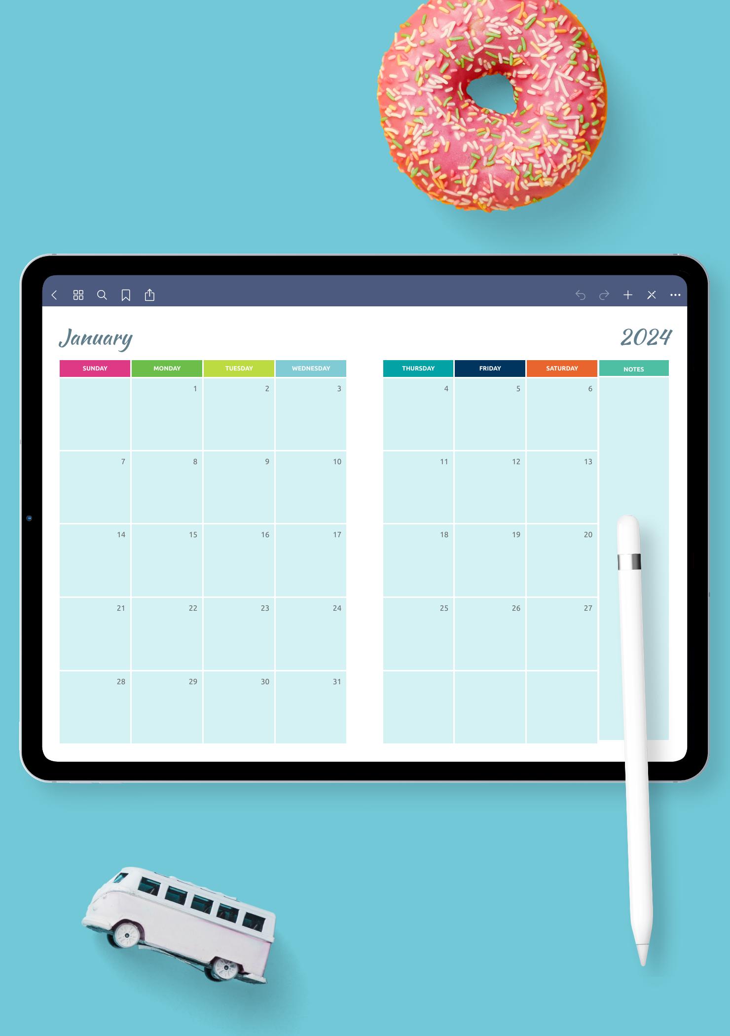 Download Printable Colorful monthly calendar PDF