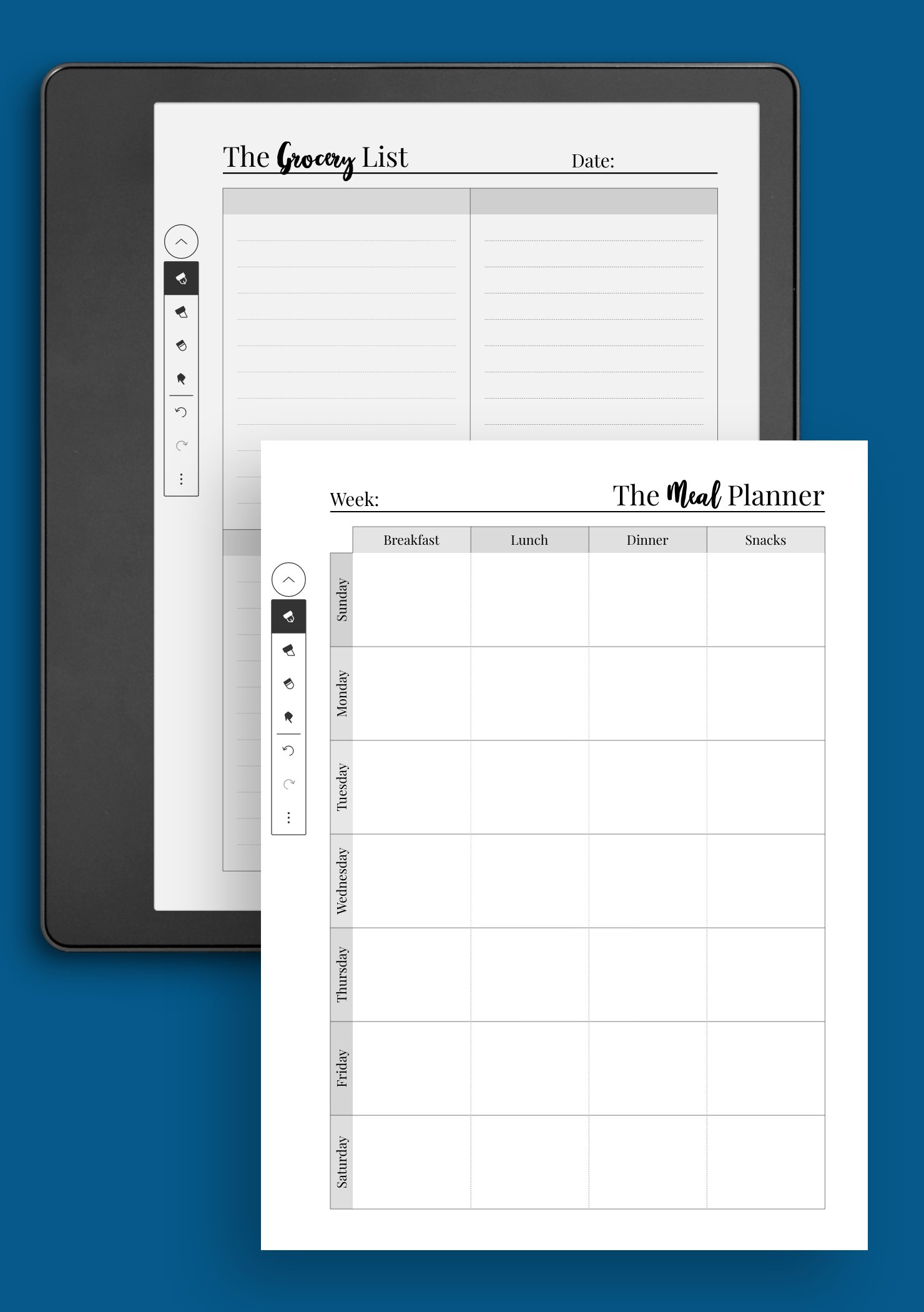 Download Printable Colorful weekly meal planner with grocery list PDF