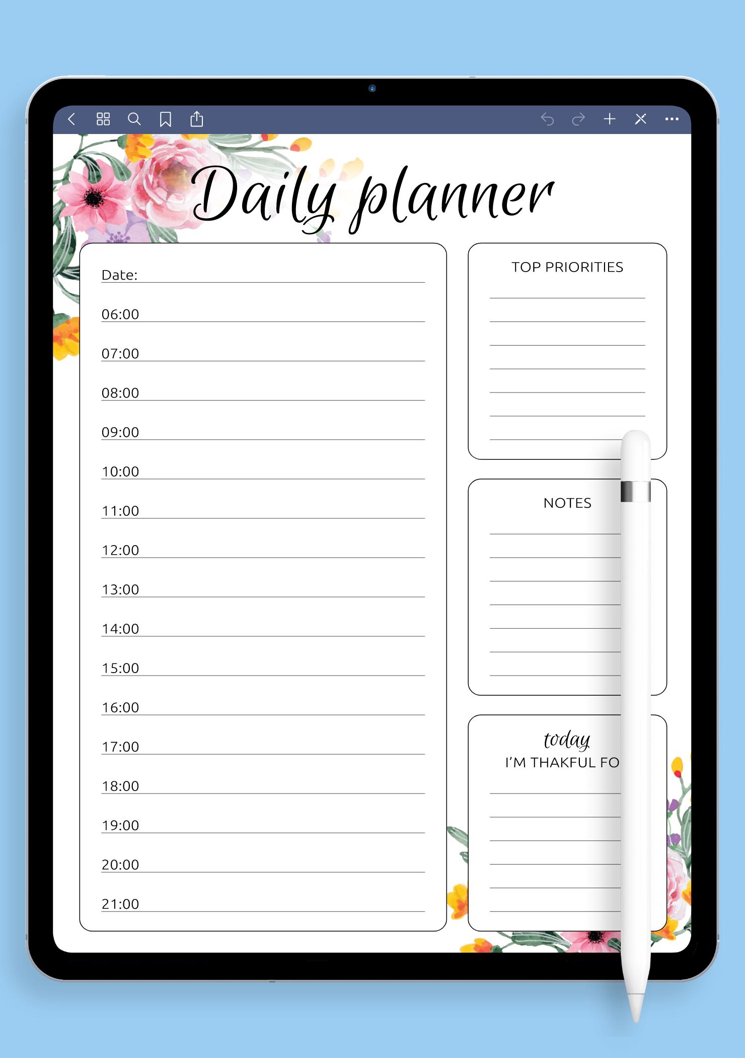 Download Printable Daily Planner Templates 5 in 1 Bundle PDF