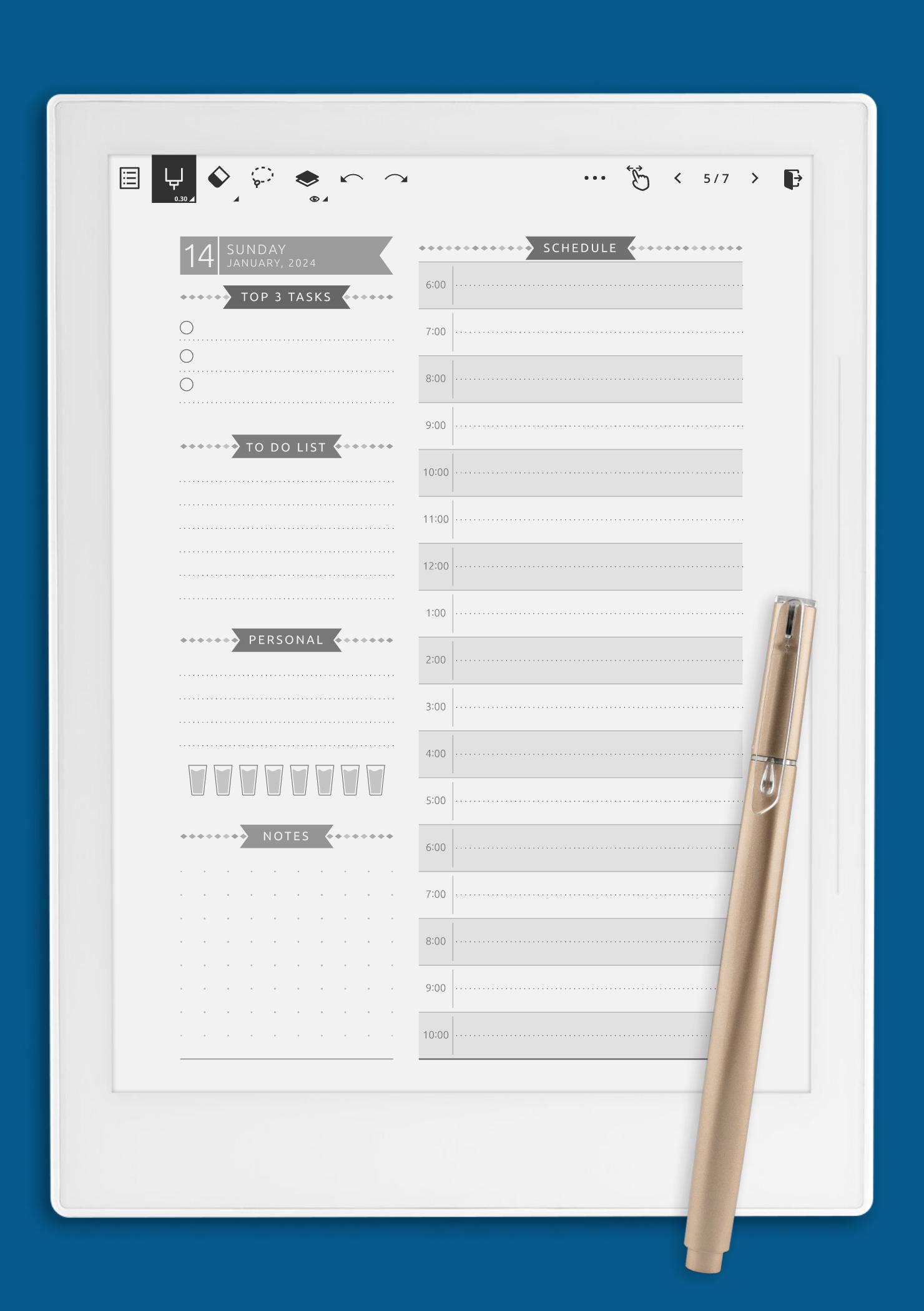 Download Printable Dated Daily Planner - Casual Style PDF