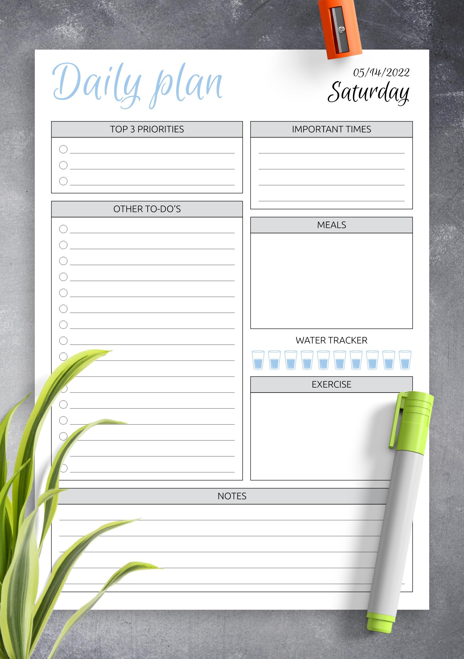 Download Printable Dated Daily Planner with To Do List PDF