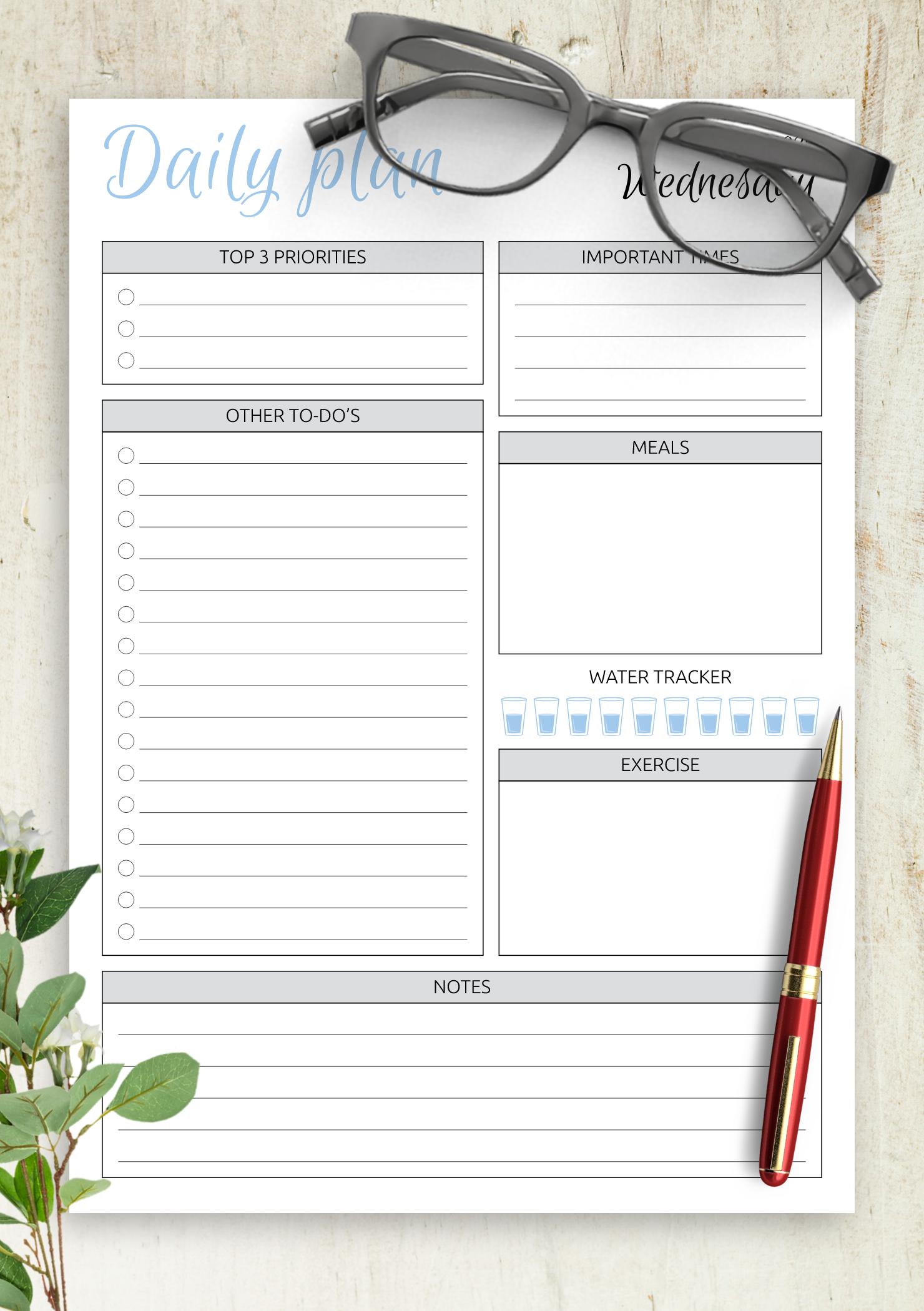 Download Printable Dated Daily Planner with To Do List PDF