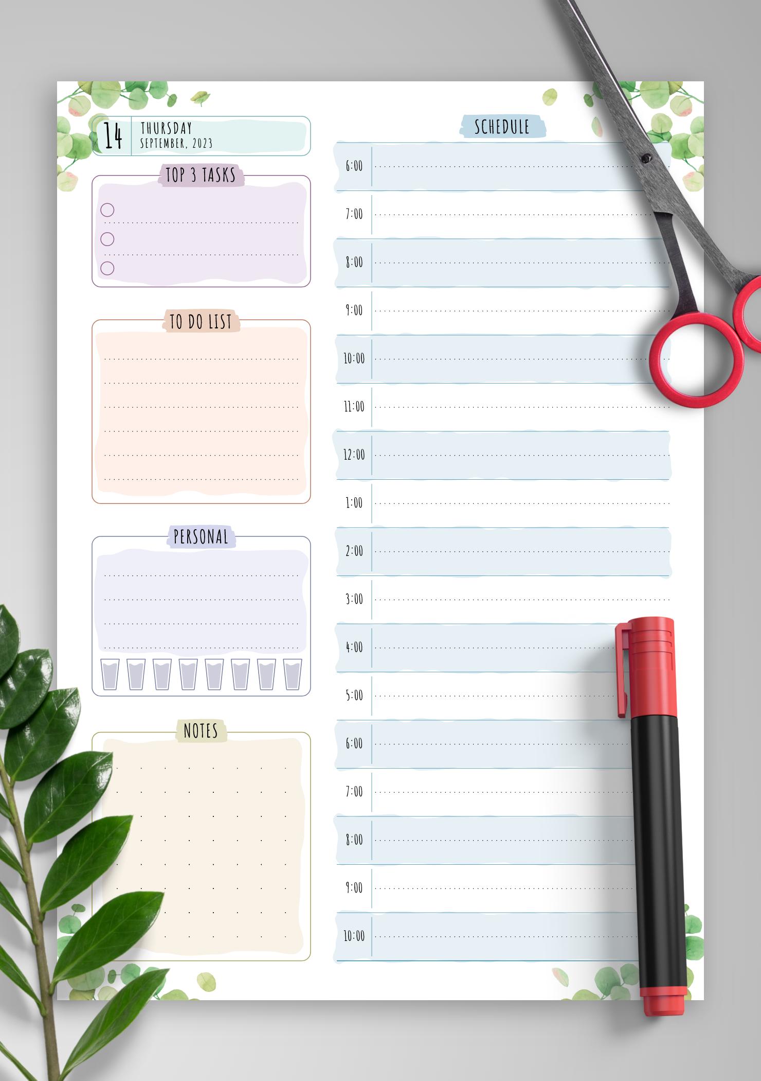 Download Printable Dated Daily Planner - Floral Style PDF