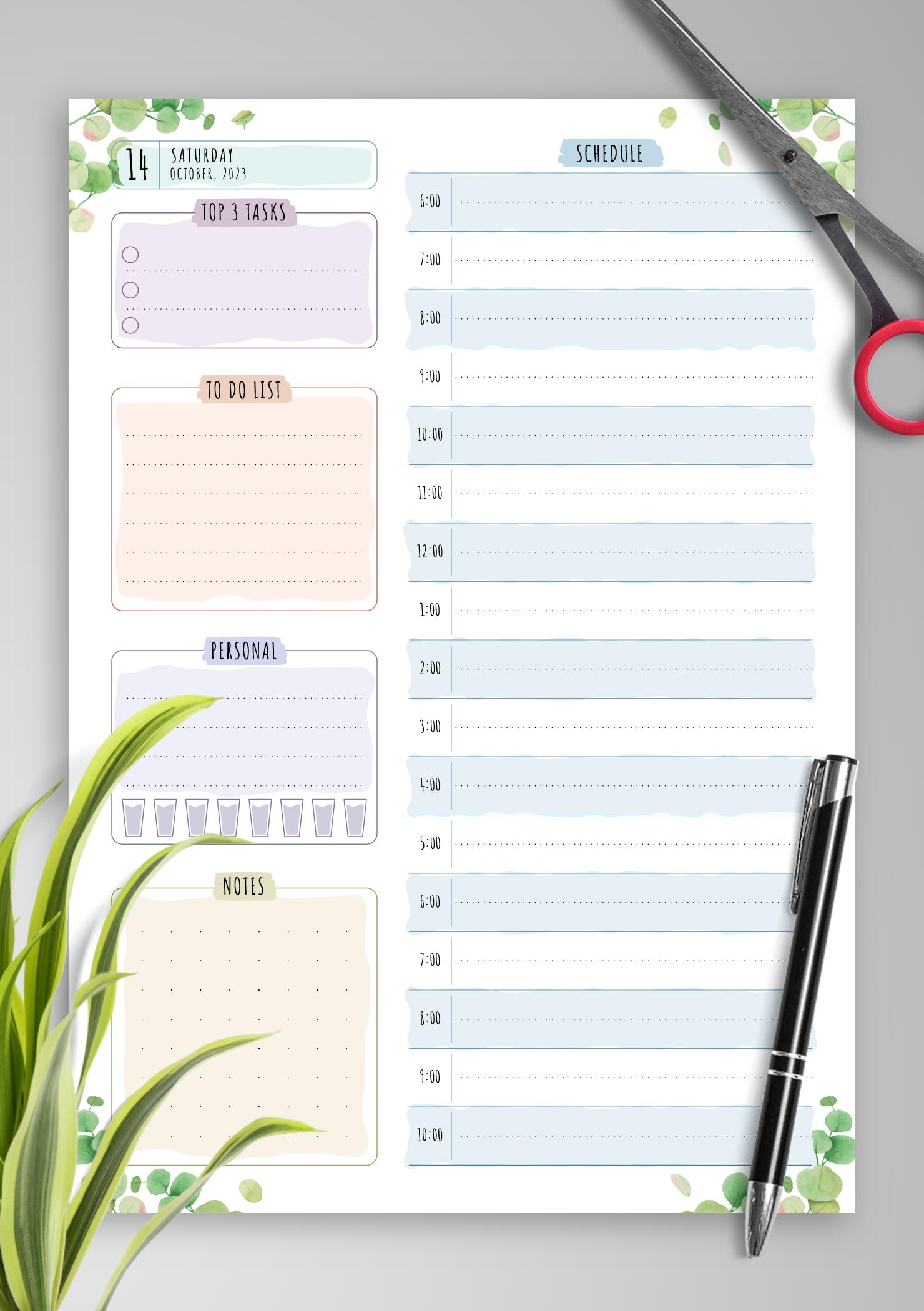Download Printable Dated Daily Planner - Floral Style PDF