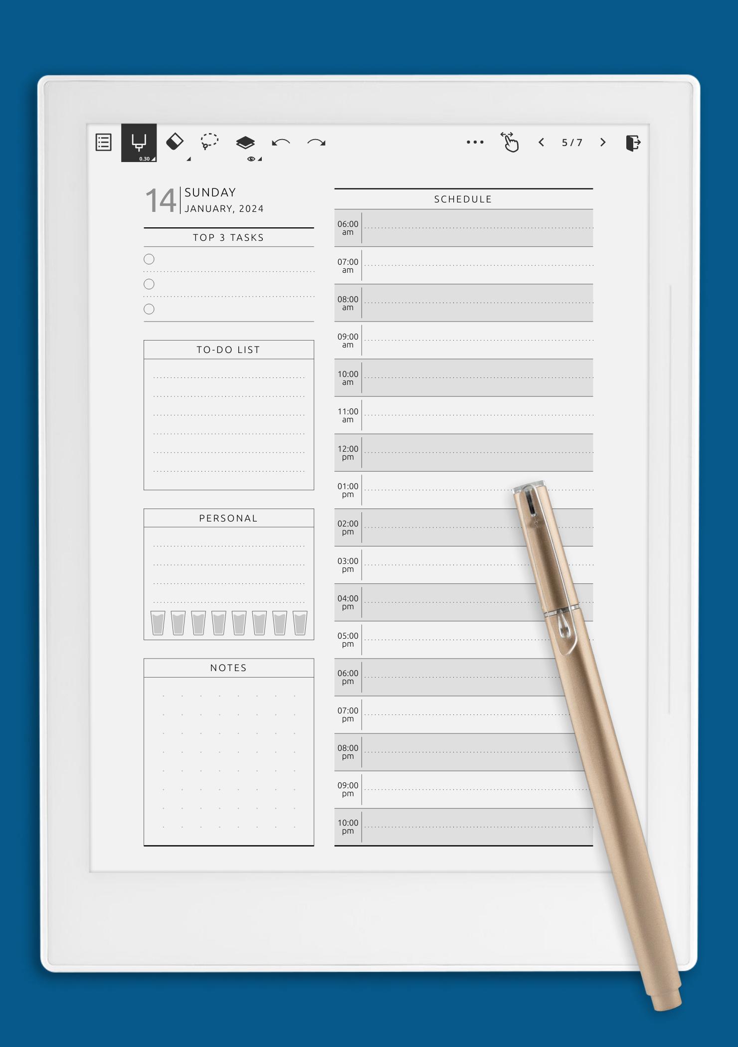Download Printable Dated Daily Planner - Original Style PDF