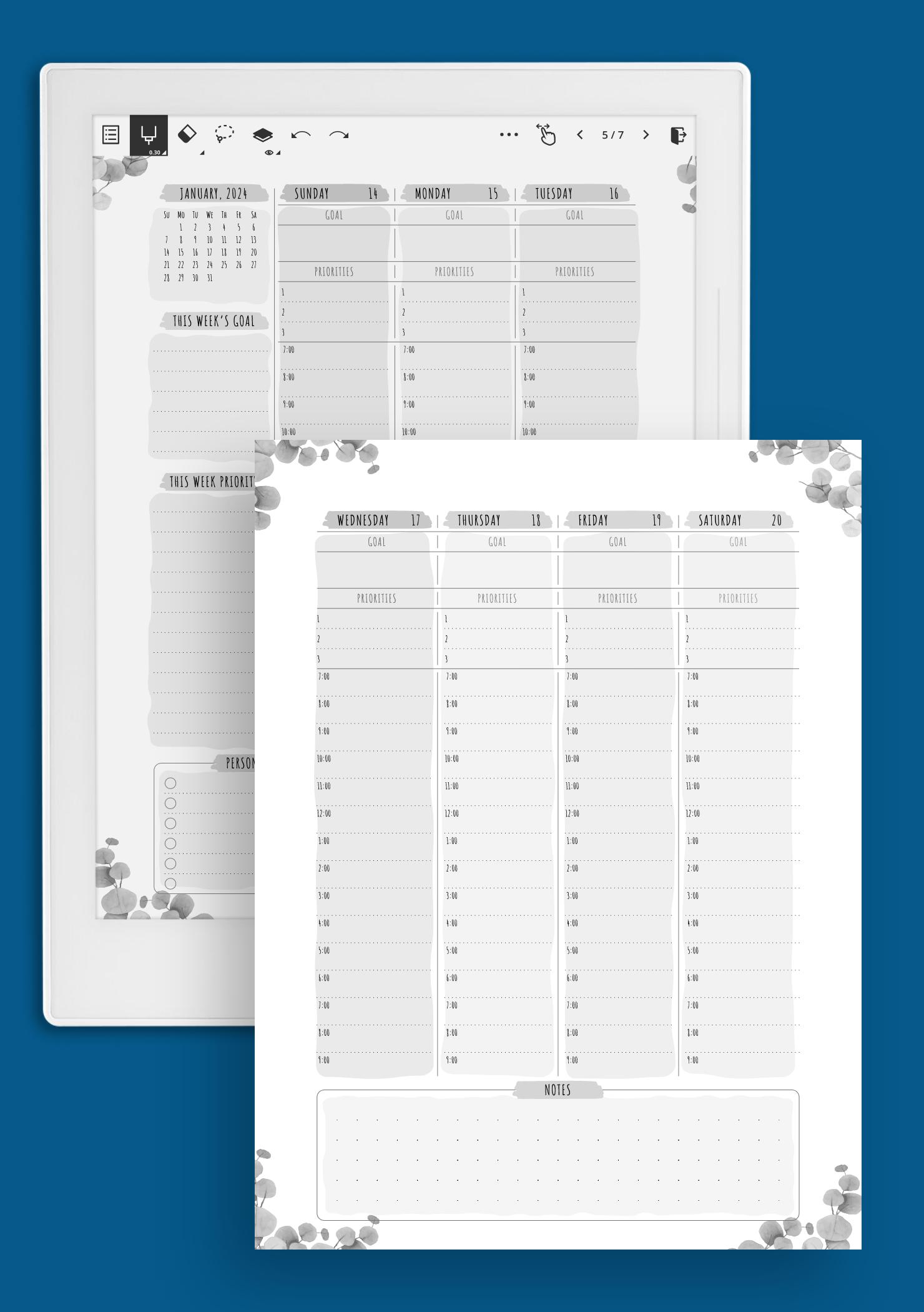 Download Printable Dated Weekly Planner - Floral Style PDF