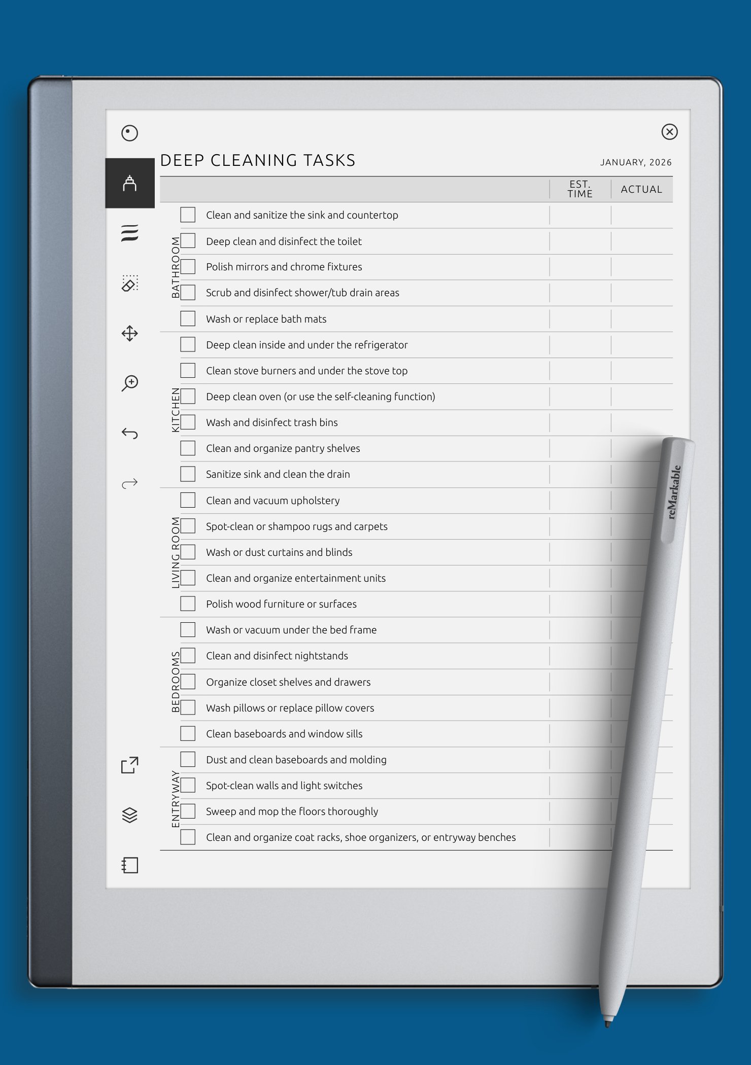 Format Cleaning Task Download Printable Deep Cleaning Tasks PDF
