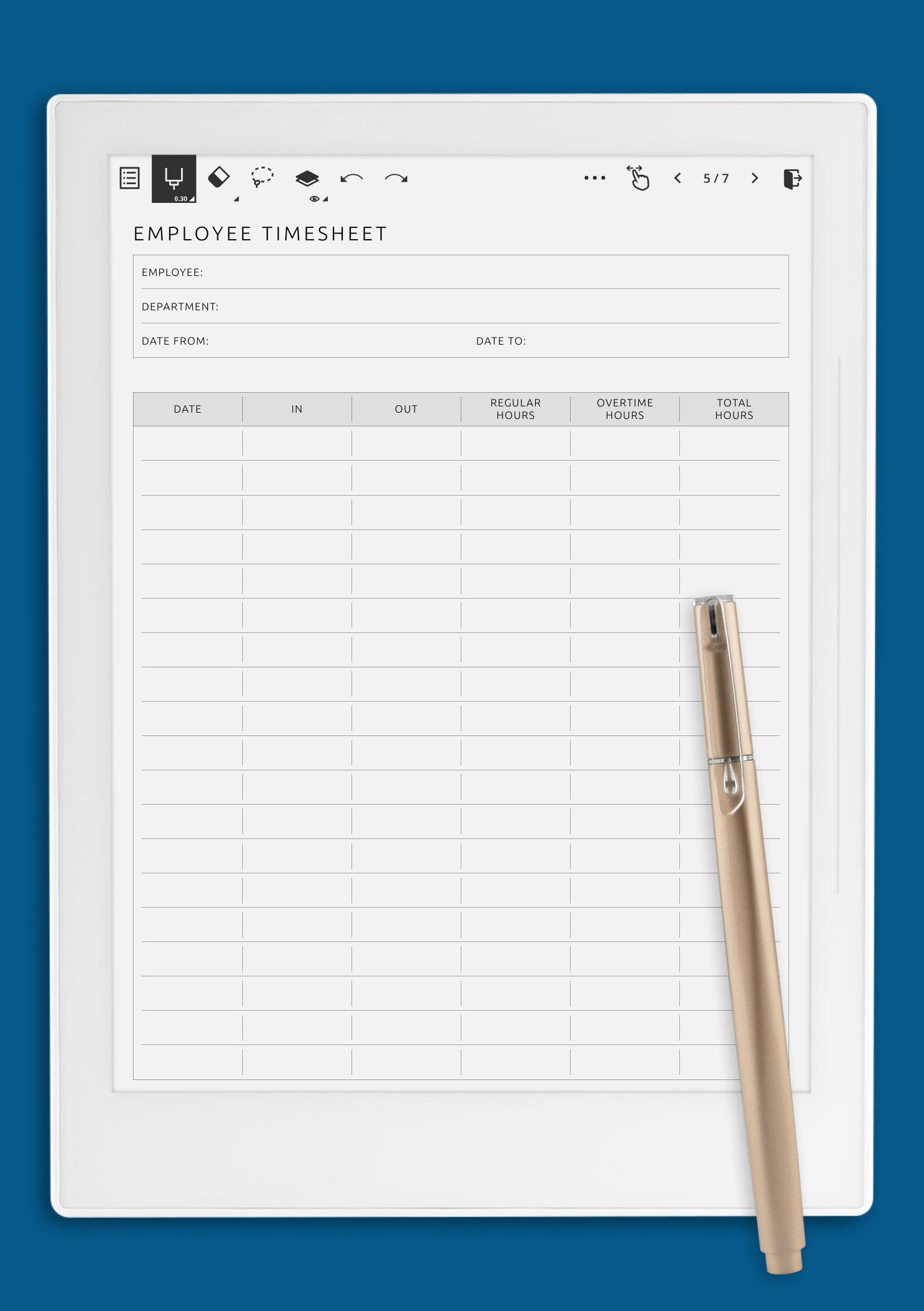 Download Printable Employee Timesheet Template PDF