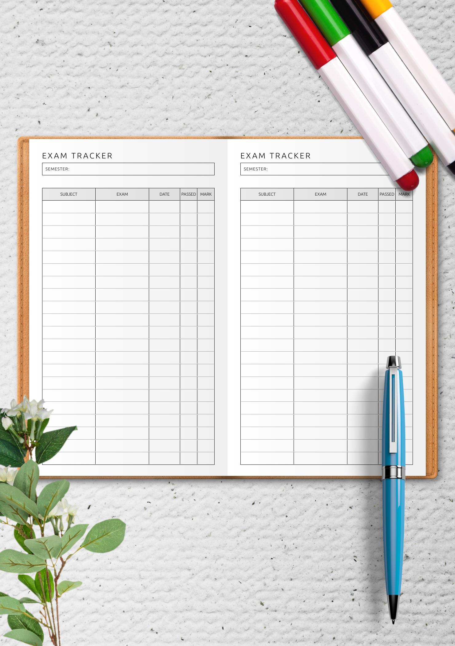 Download Printable Exam Tracker Template PDF