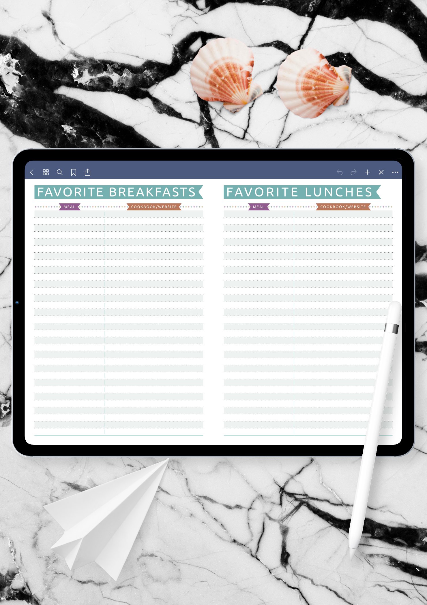 Download Printable Favorite Recipes List - Casual Style PDF