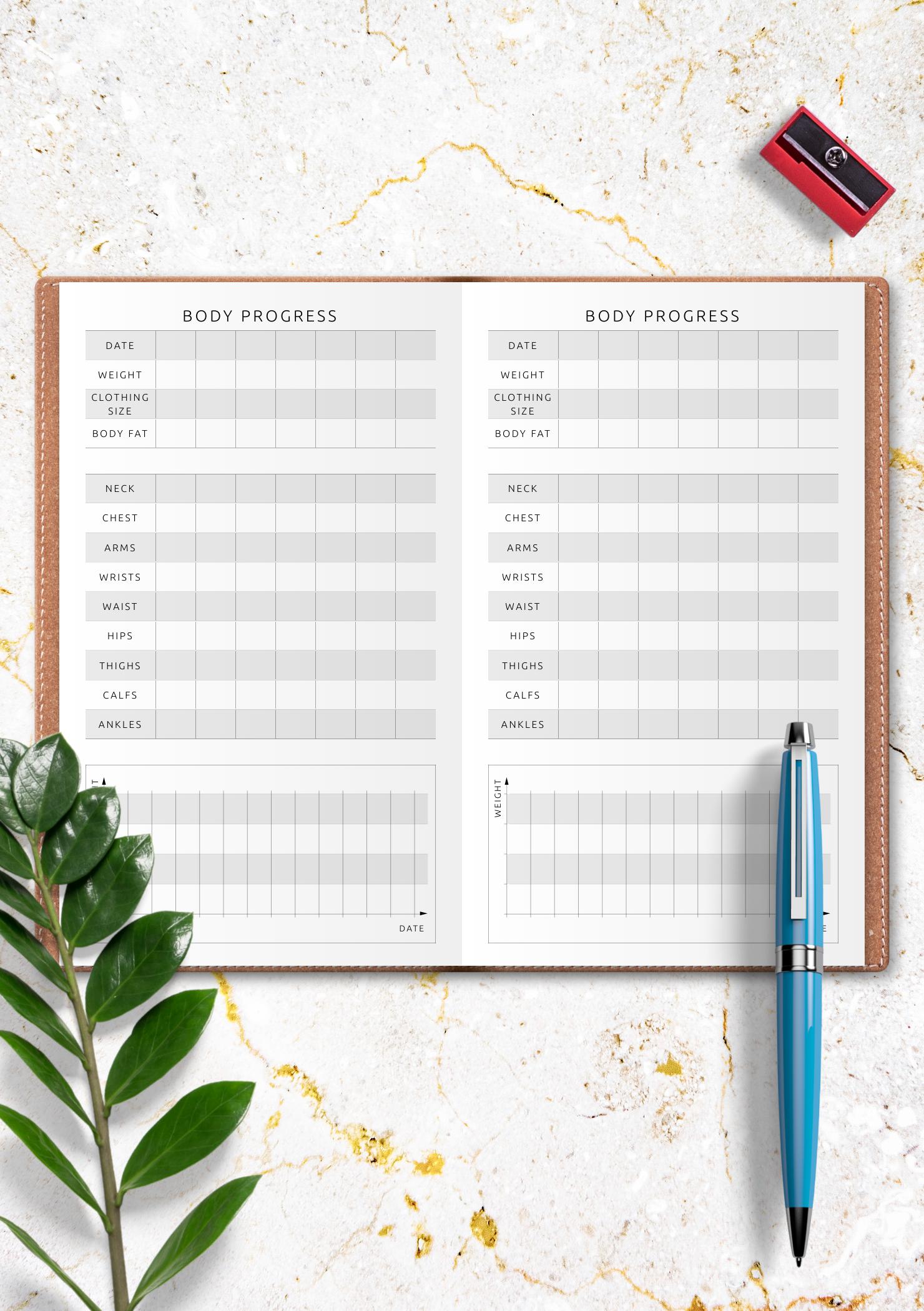 Download Printable Fitness Body Progress Template PDF