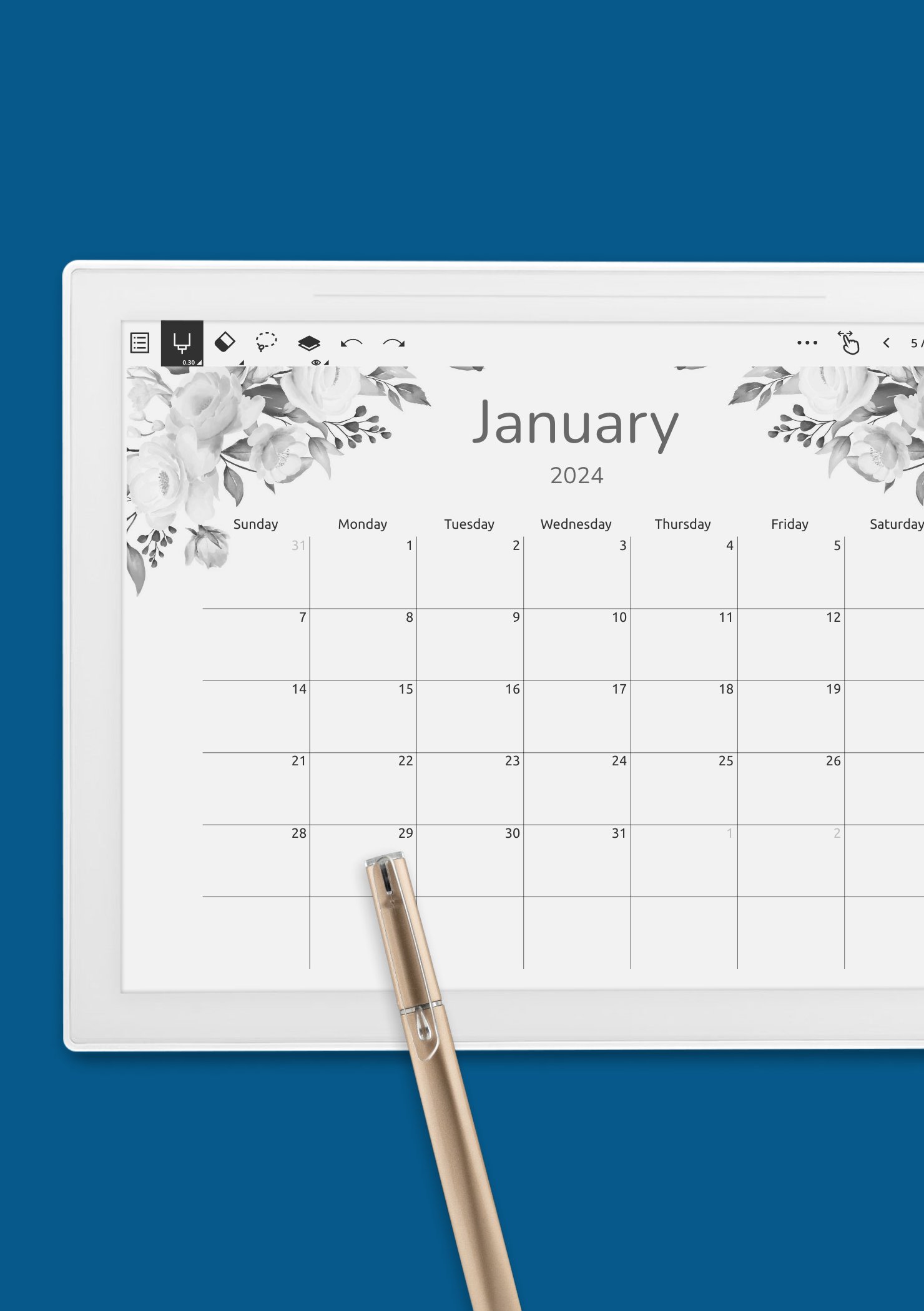 Download Printable Floral Monthly Calendar PDF