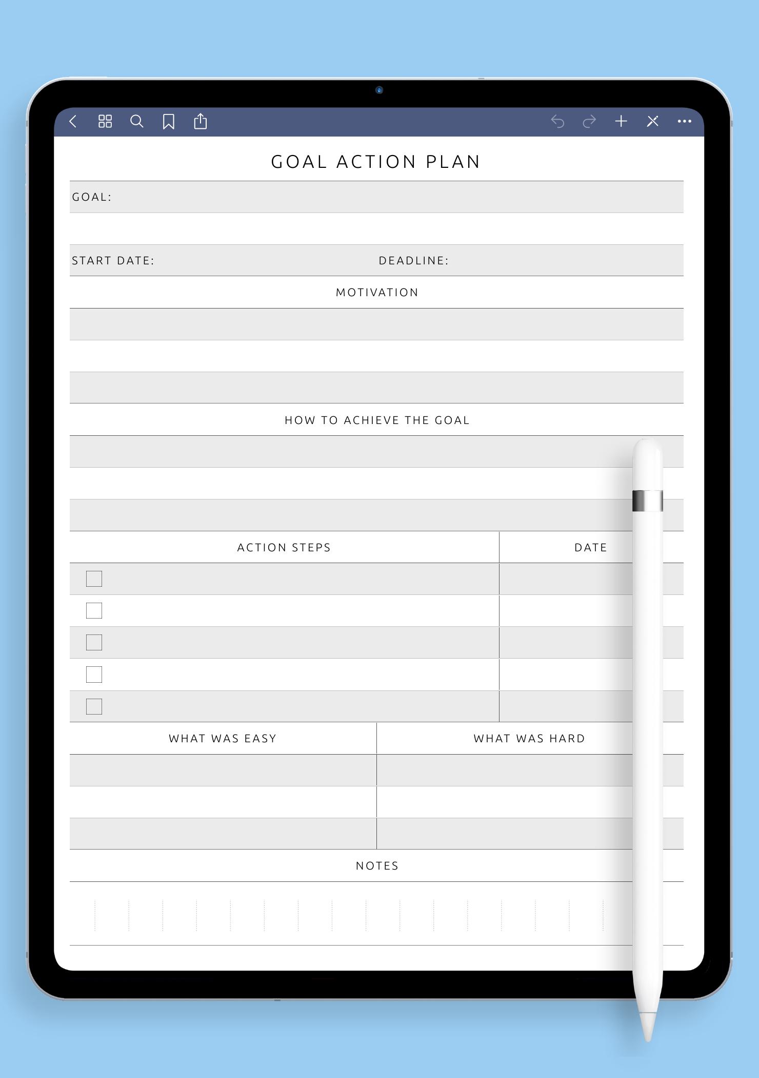 Download Printable Goal Action Plan - Original Style PDF