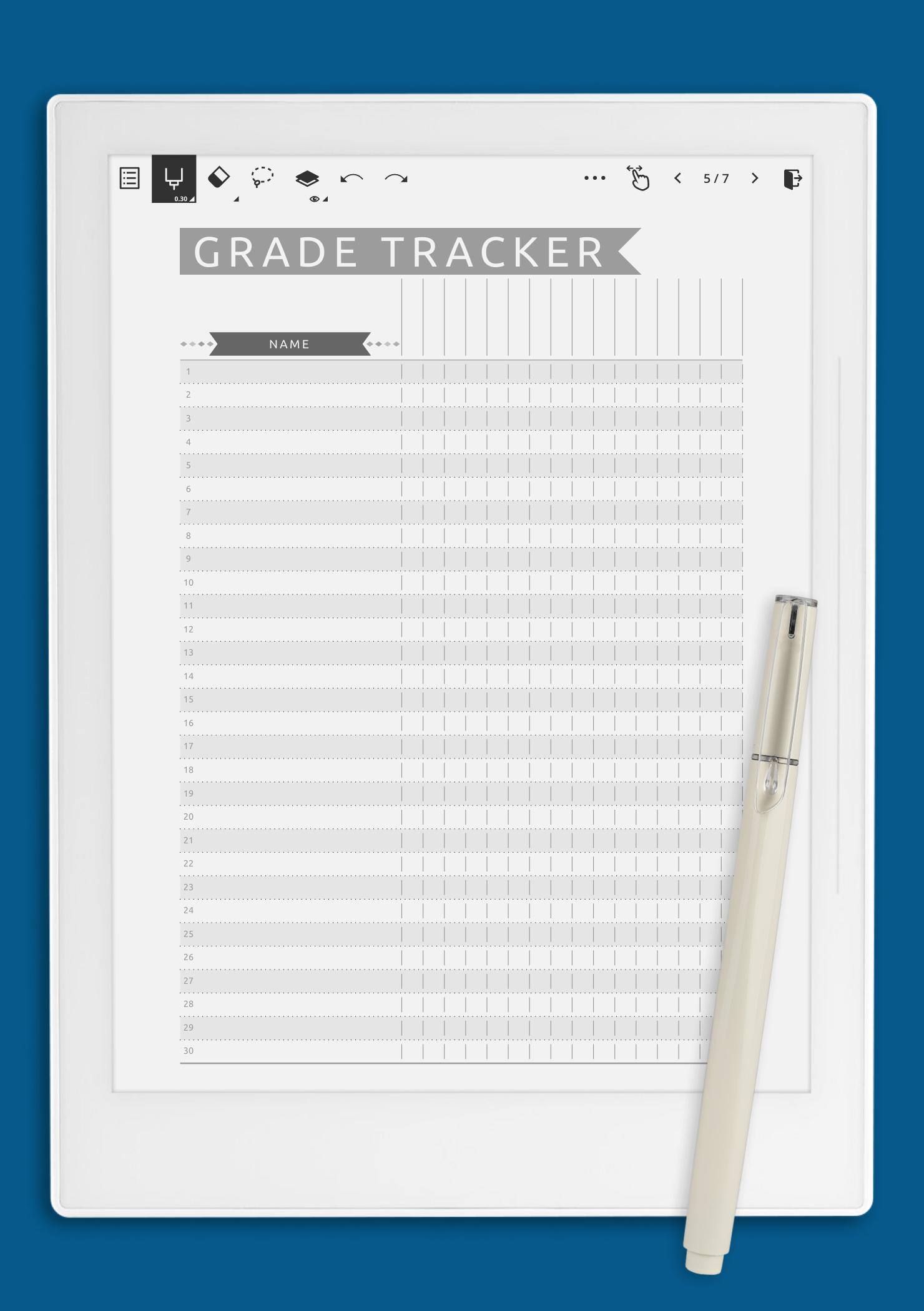 Download Printable Gradebook Template - Casual Style PDF