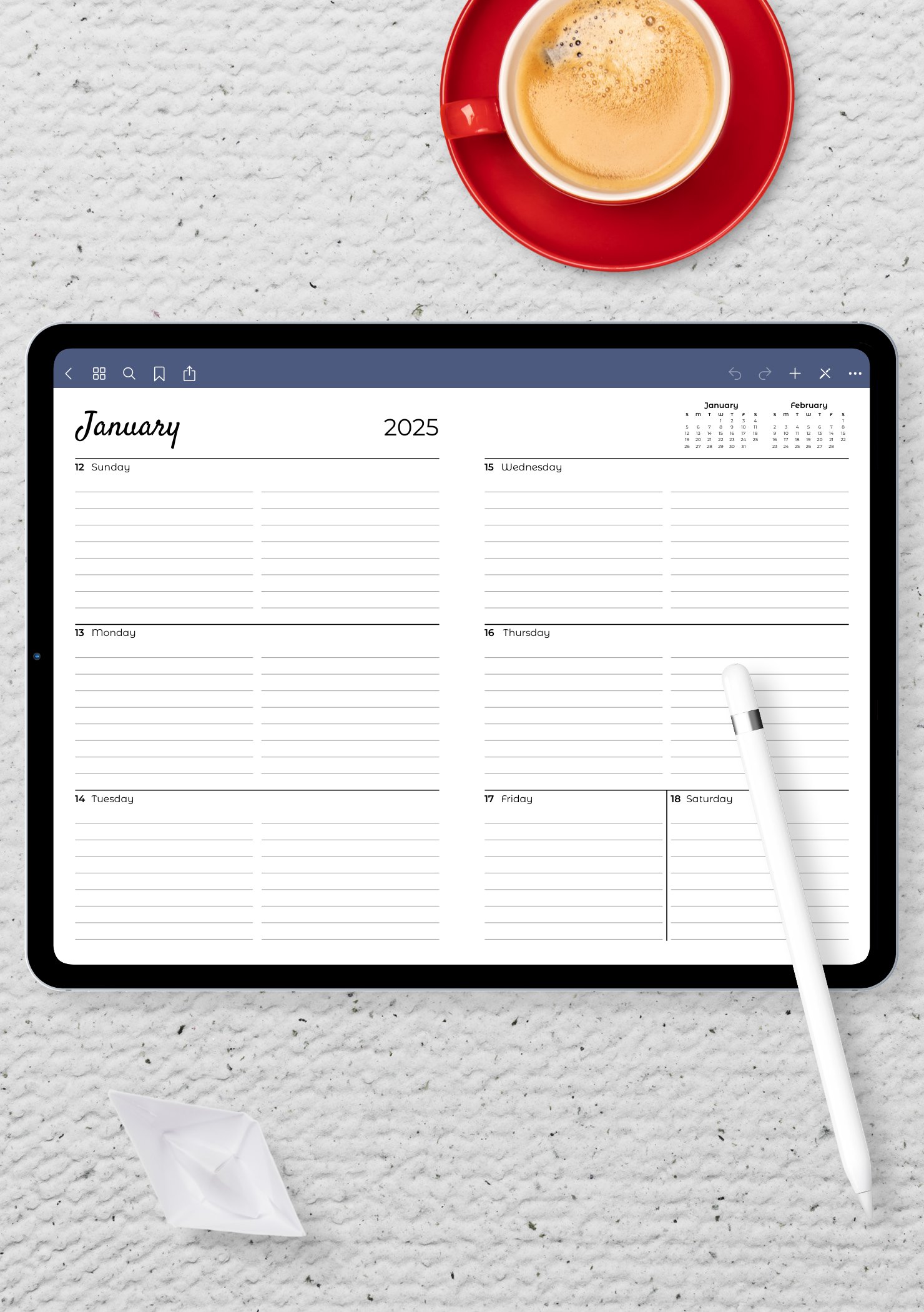 Download Printable Lined weekly planner with calendar PDF