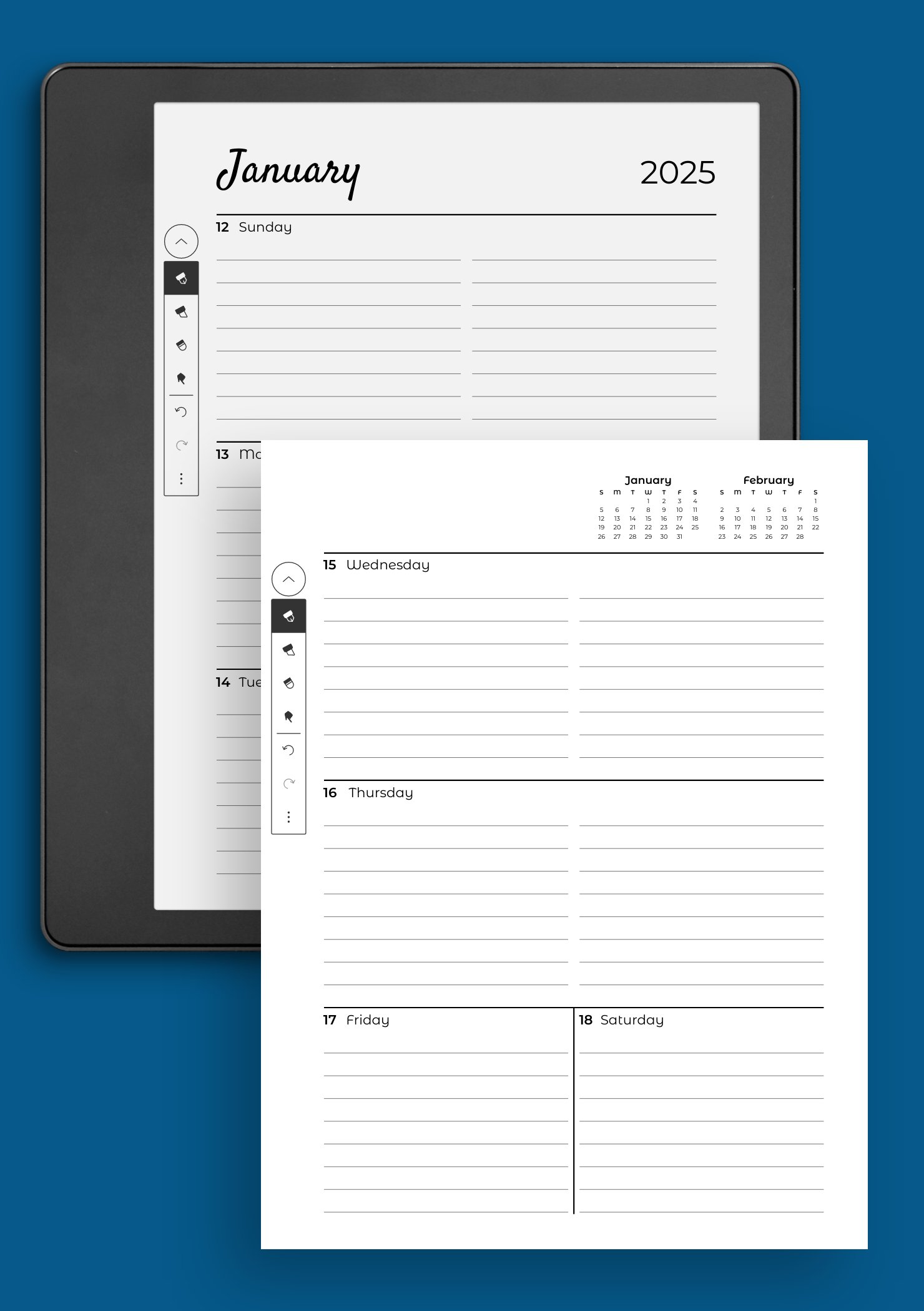 Download Printable Lined weekly planner with calendar PDF