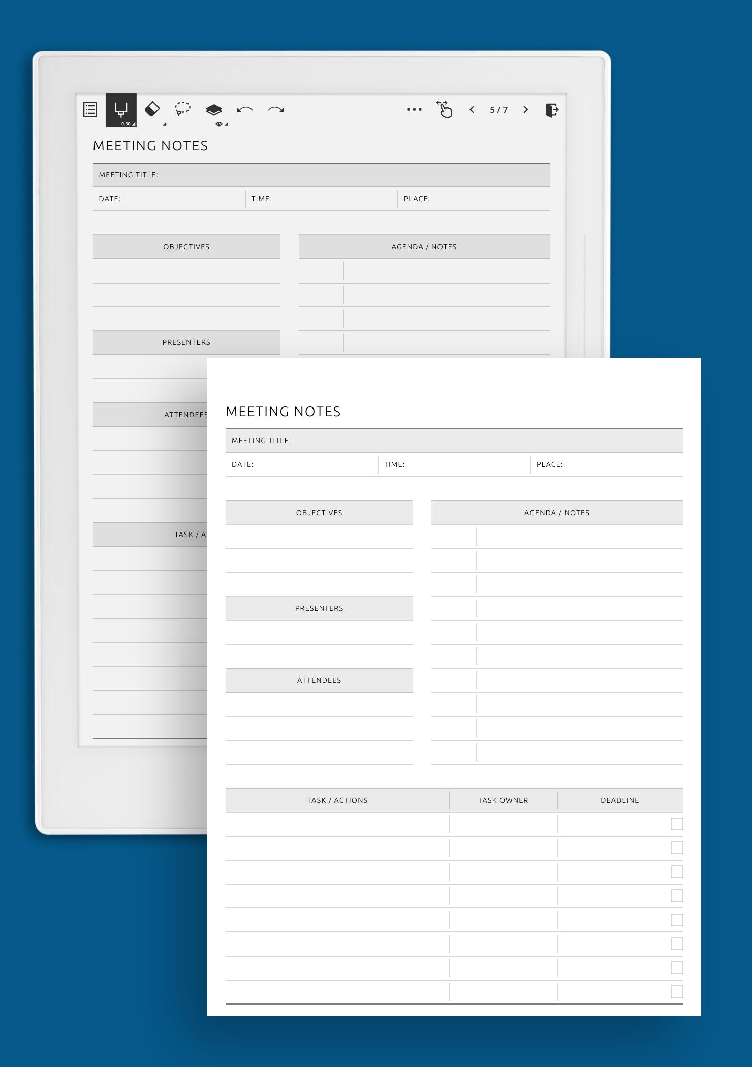 Download Printable Meeting Agenda and Notes Template PDF