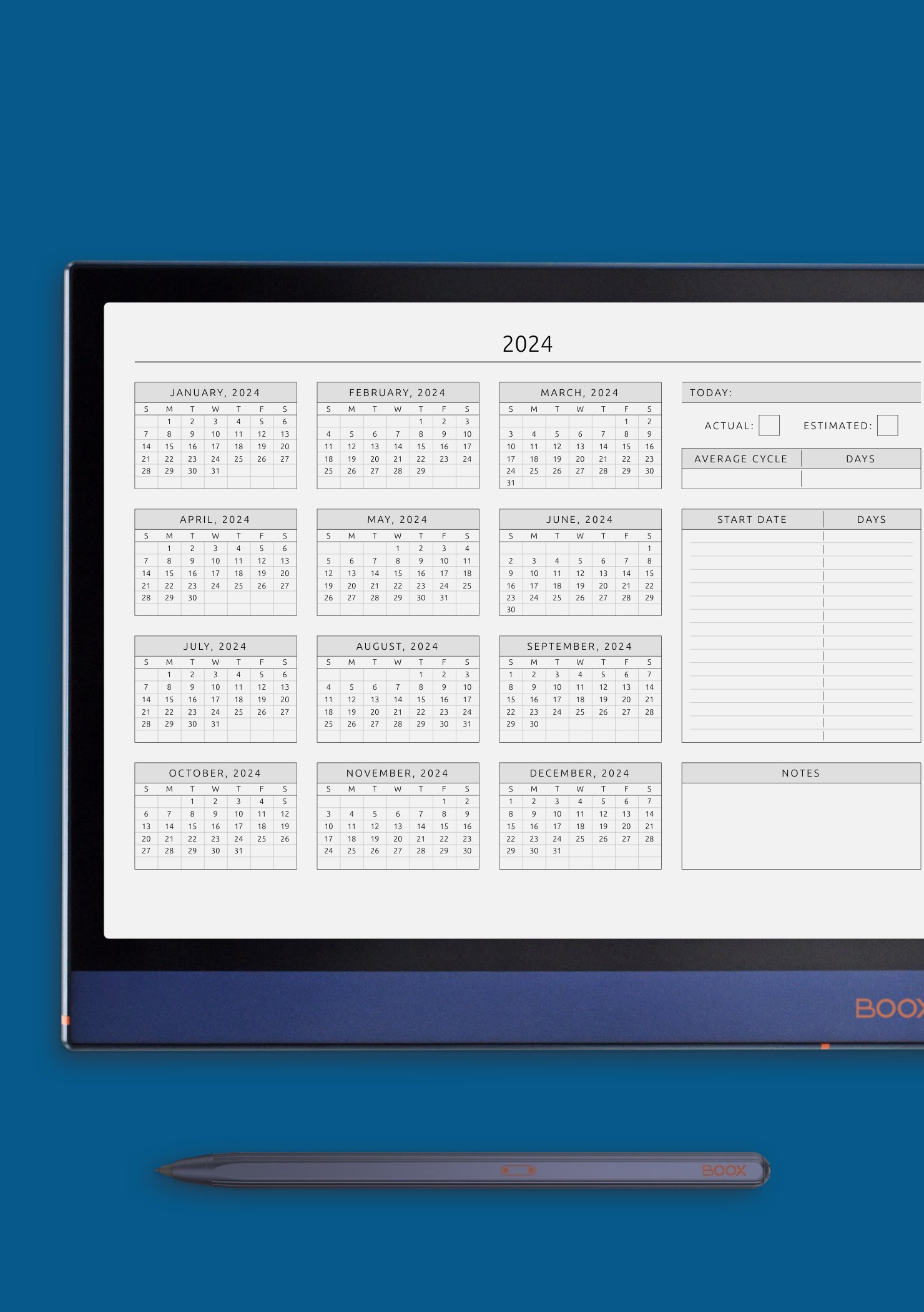 Menstrual Cycle Calendar Template – Track Periods & Symptoms