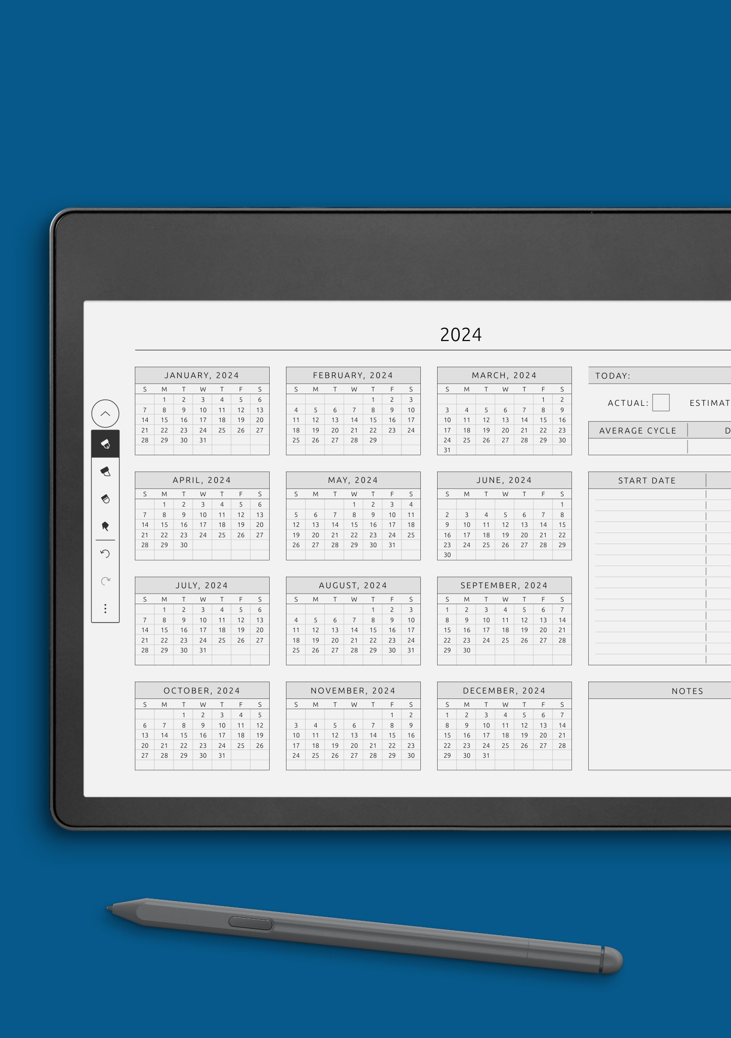 Menstrual Cycle Calendar Template – Track Periods &amp; Symptoms