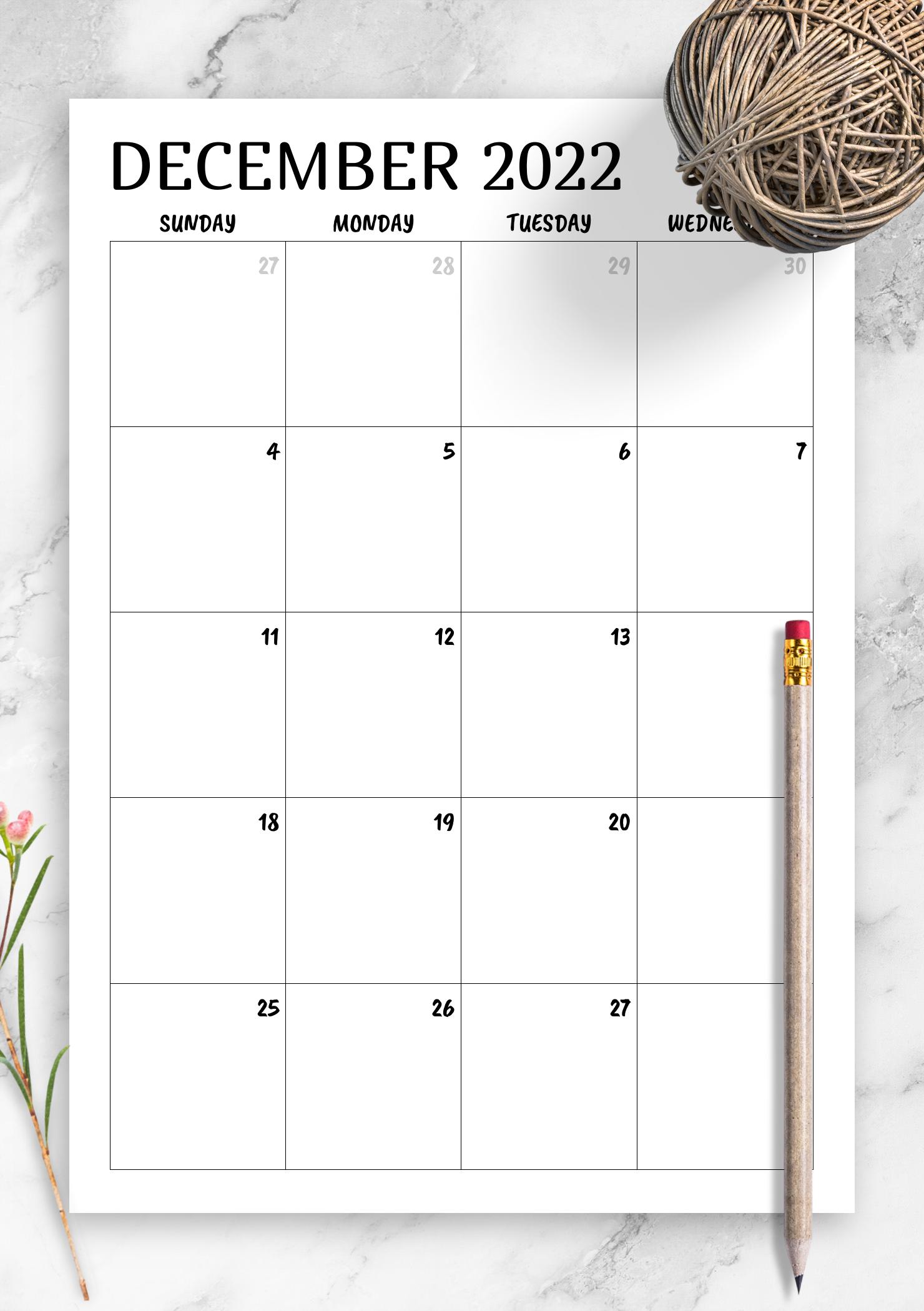 Download Printable Minimal monthly calendar PDF