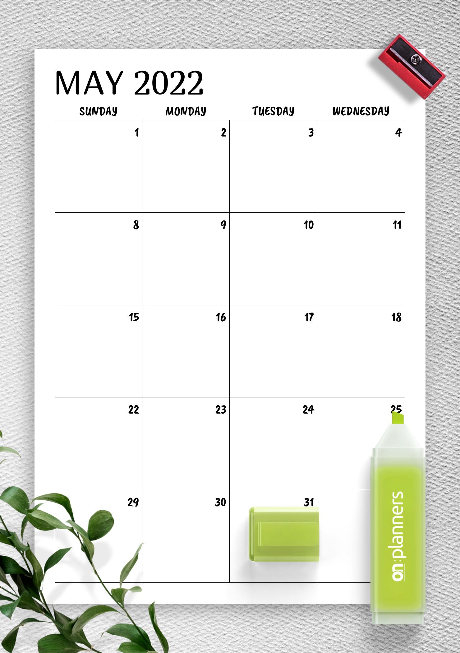 Download Printable Minimal monthly calendar PDF
